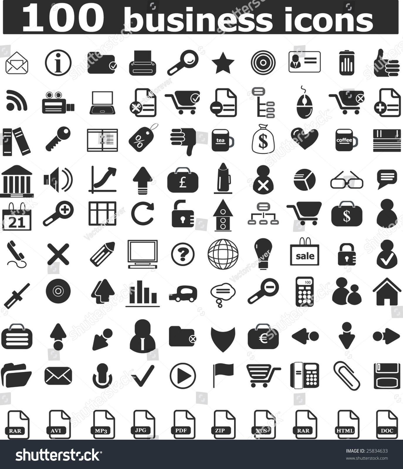 100 Business Professional Icons - Vector Web Set - 25834633 : Shutterstock