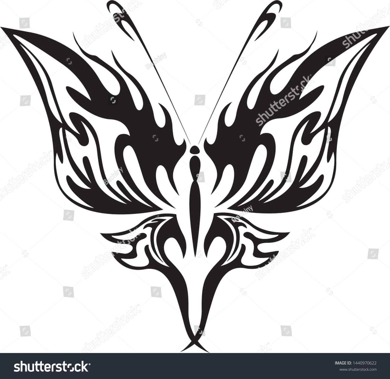 Butterfly Tattoo Vector Art Element Stock Vector (Royalty Free) 1440970622