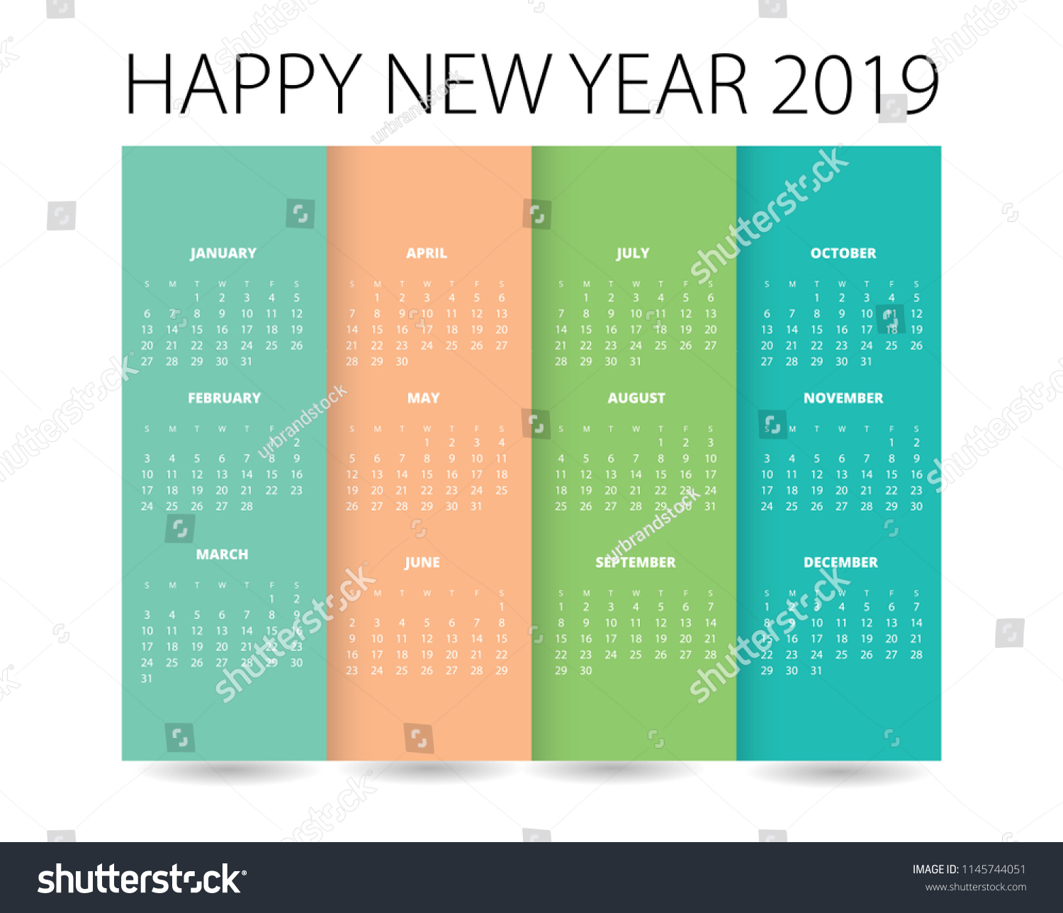 2019 Calendar Design Print Background Stock Vector Royalty Free