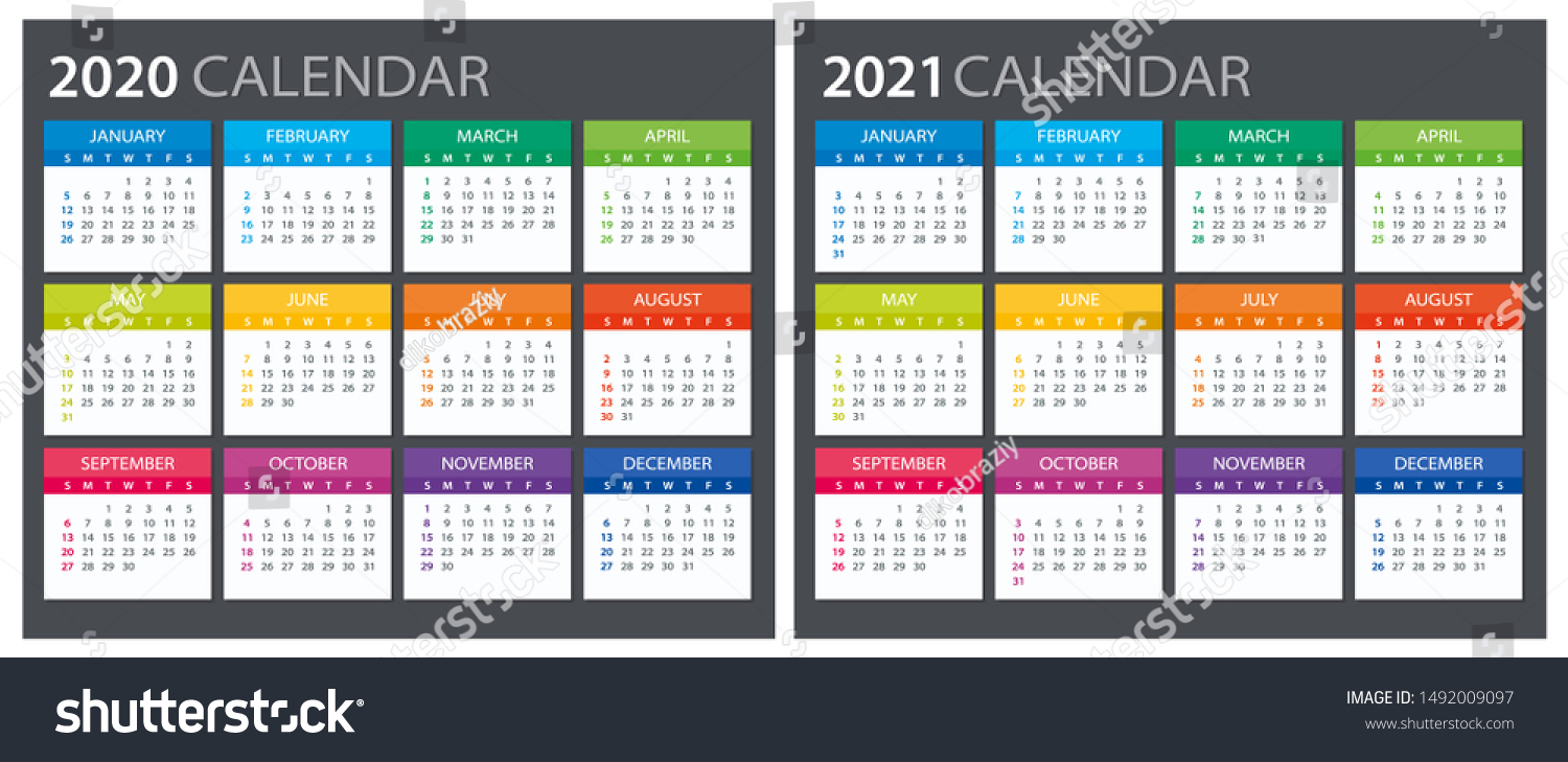 2020 2021 Calendar Illustration Template Mock Stock Vector (Royalty ...