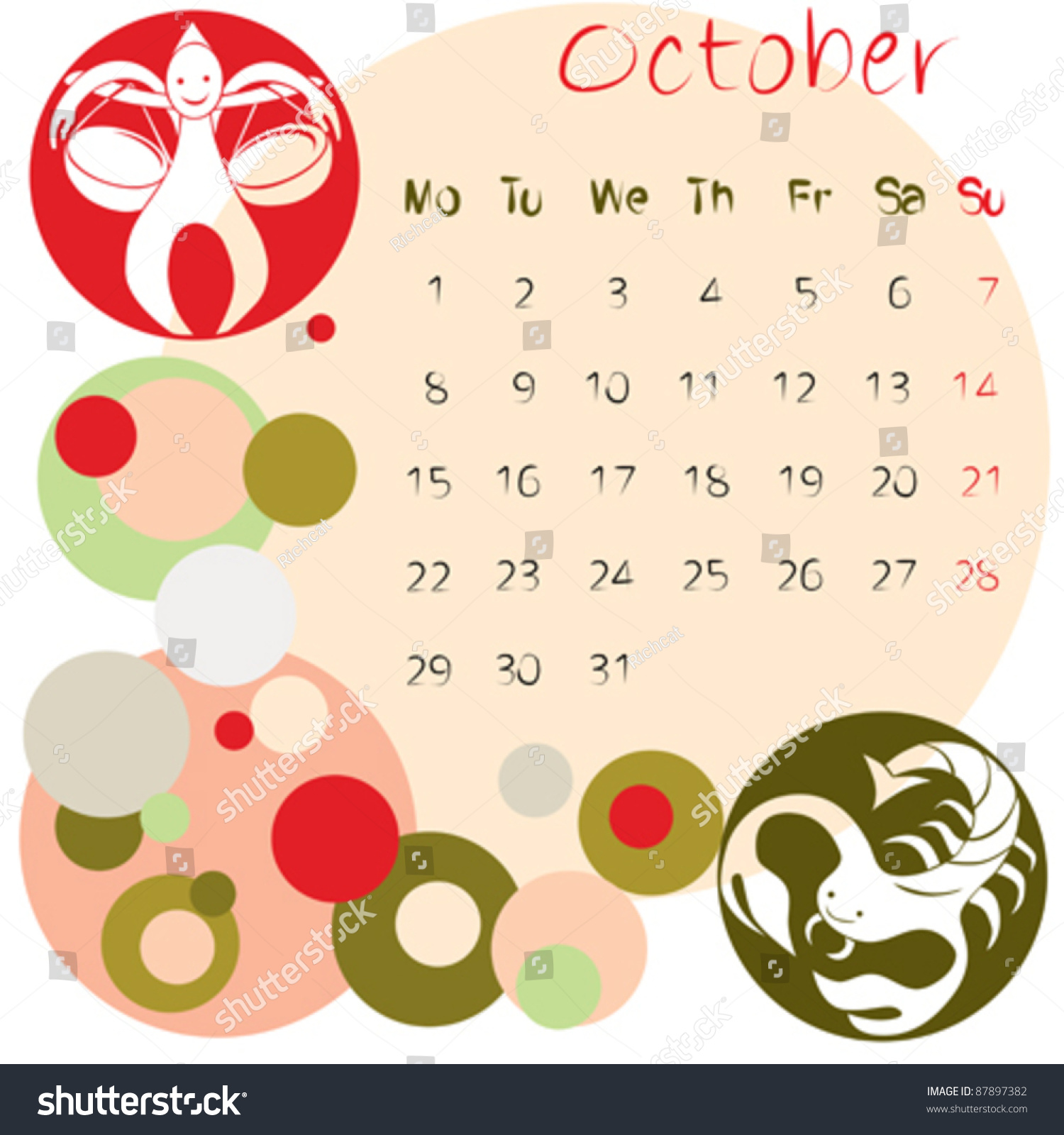 2012 Calendar October Zodiac Signs Stock Vector Royalty Free 87897382 https www shutterstock com image vector 2012 calendar october zodiac signs 87897382