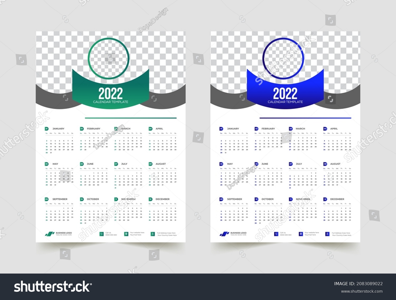 2022 Calendar Templates Monthly Calendar Template Stock Vector (Royalty ...