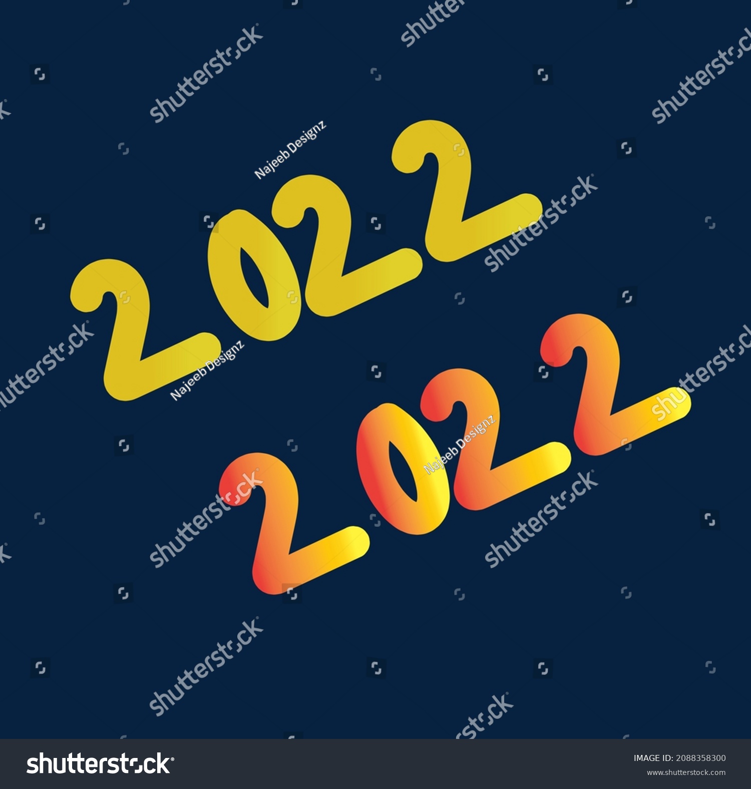 2022 Calligraphy Brush Vector Filehappy New Stock Vector (Royalty Free ...