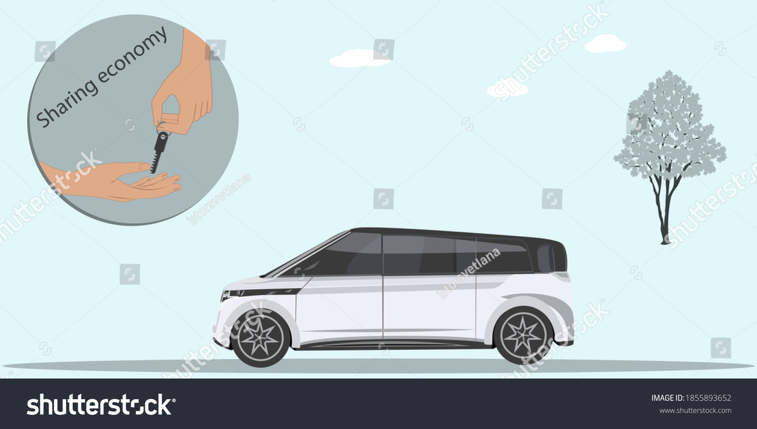 SVG of  Car  and key from hand to hand. Vector illustration. Sharing Economy Design Concept svg
