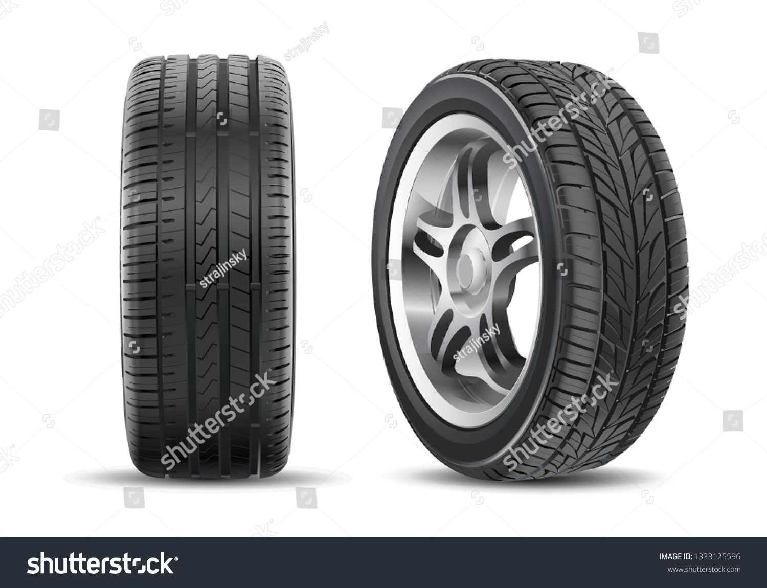 Car Tires Different Tread Marks Realistic Stock Vector (Royalty Within Tire Shop Tread