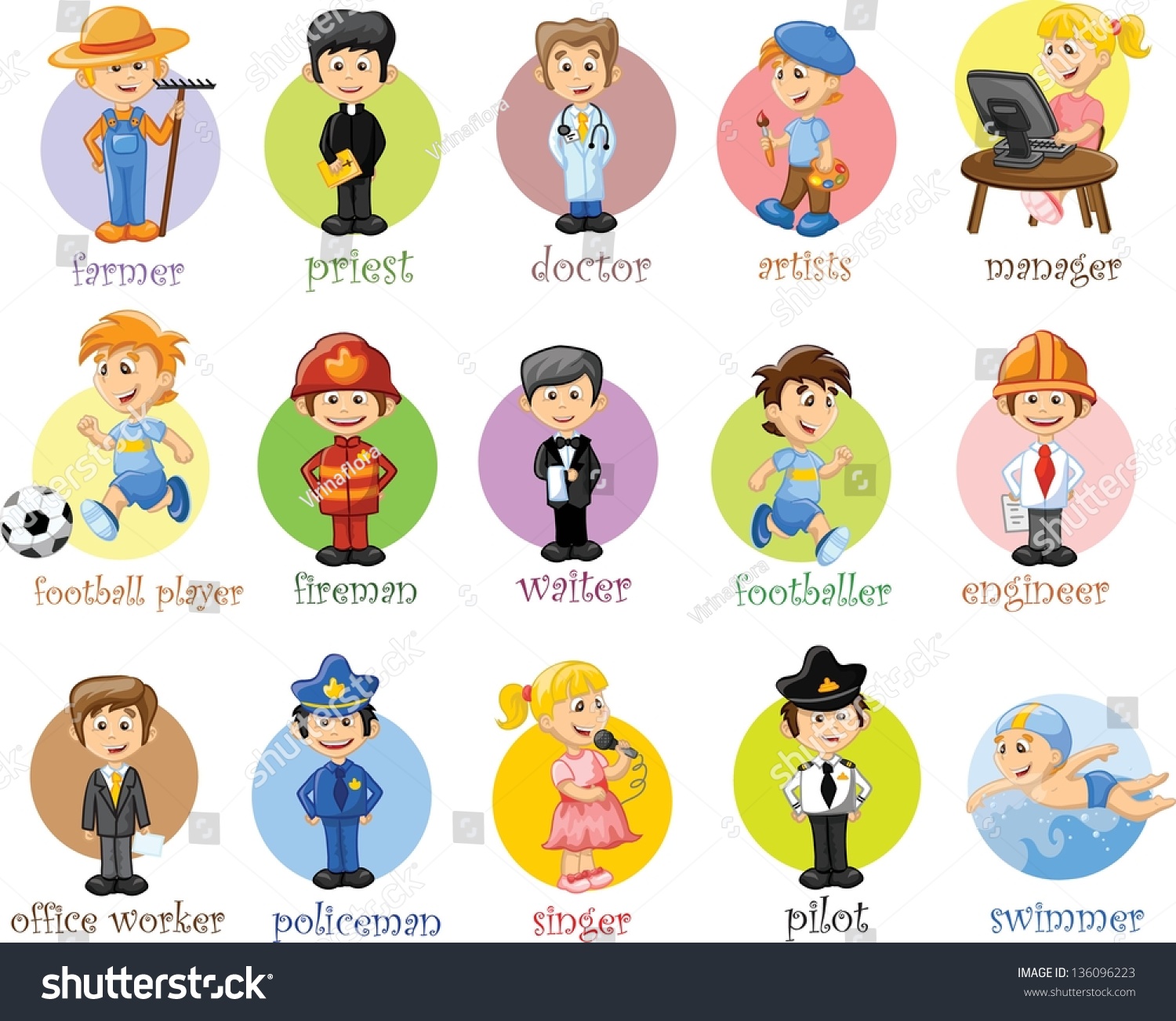 Cartoon Characters Different Professions Stock Vector 136096223 ...