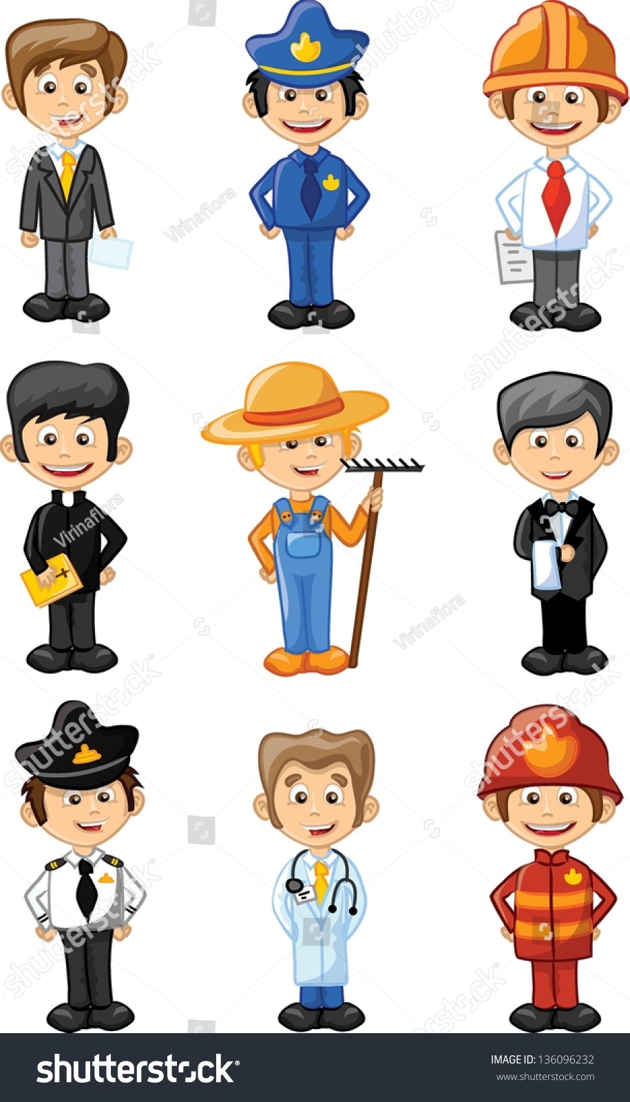 Cartoon Characters Of Different Professions Stock Vector Illustration ...