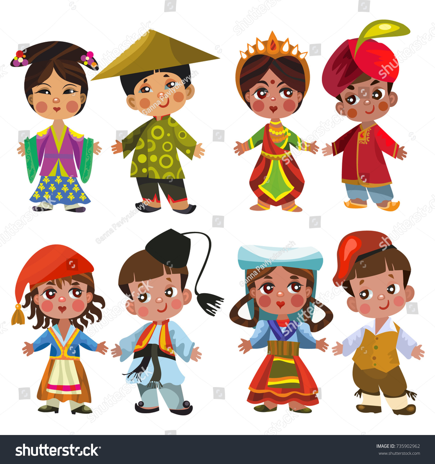 Cartoon Children Traditional Dress Isolated On Stock Vector (Royalty ...