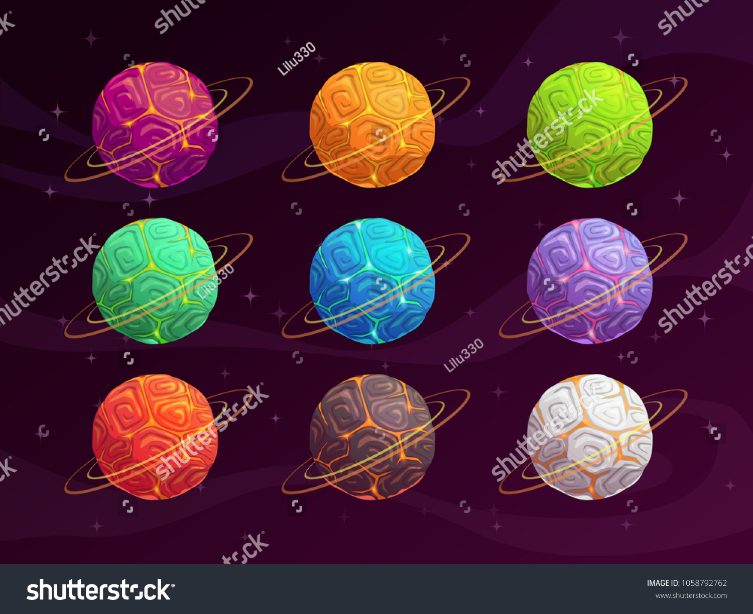 Cartoon Colorful Fantasy Planets Set Space Stock Vector Royalty Free 1058792762 6270