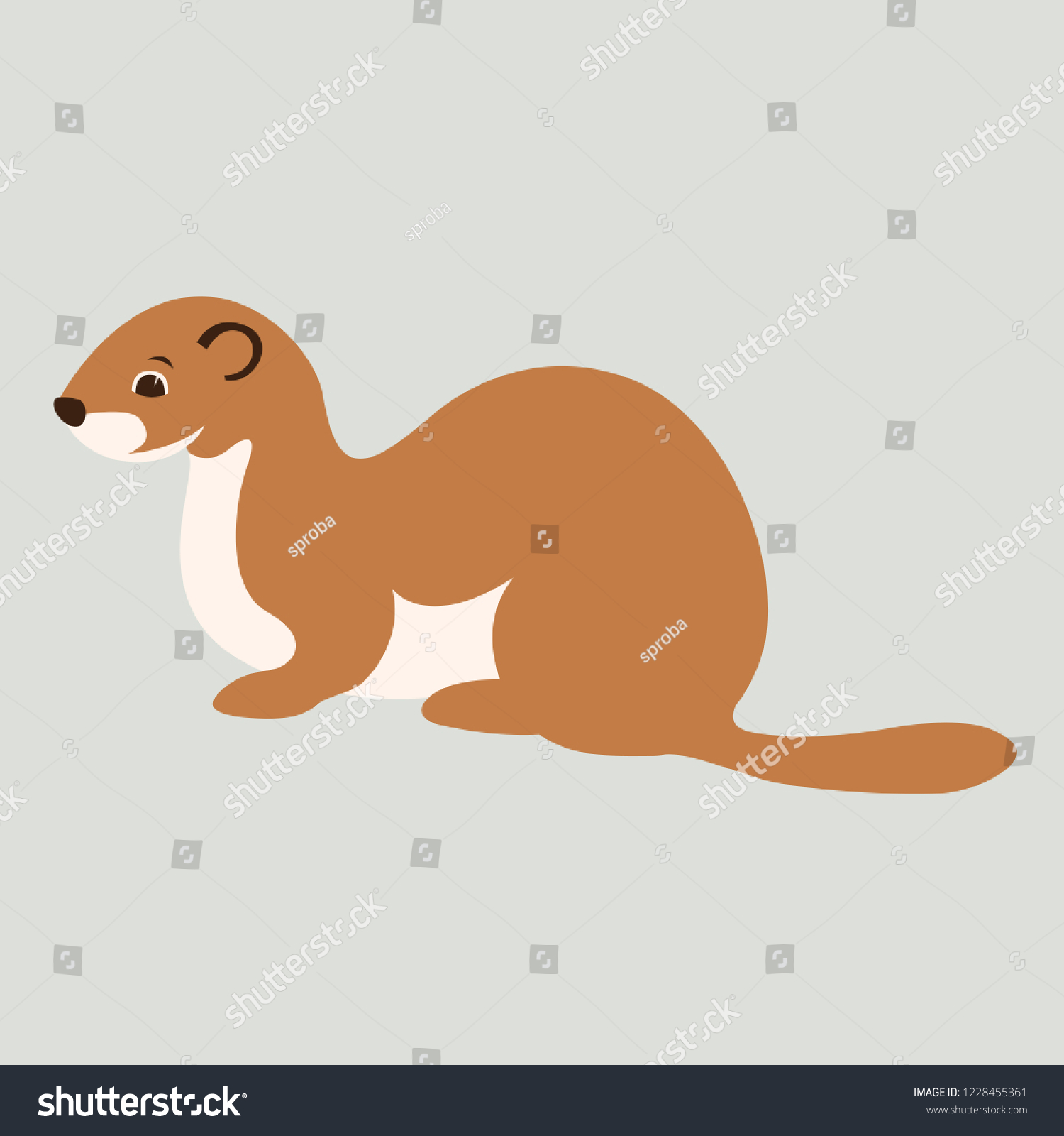 Cartoon Weasel Vector Illustration Flat Style Stock Vector (Royalty ...