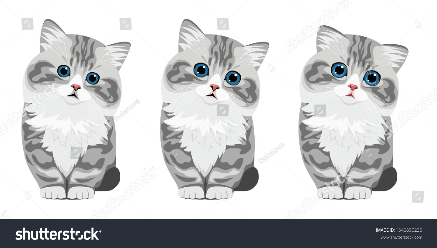 3-cats-grammar-adjective-cute-cuter-stock-vektorgrafik-lizenzfrei