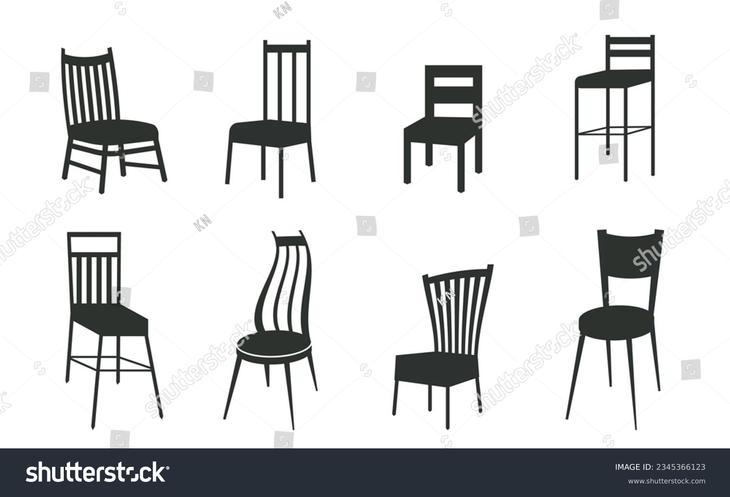 SVG of  Chair SVG, Chairs silhouettes vector illustration. Bar stool icons set cartoon vector. Chair bench. Doodle icons collection in vector. Hand drawn. svg