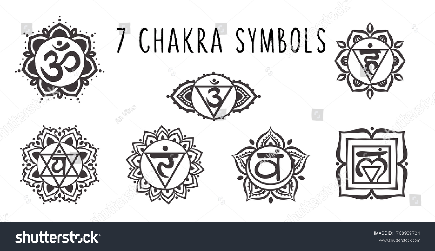 7 Chakras Symbol Coloring Vector Illustration Stock Vector (Royalty ...