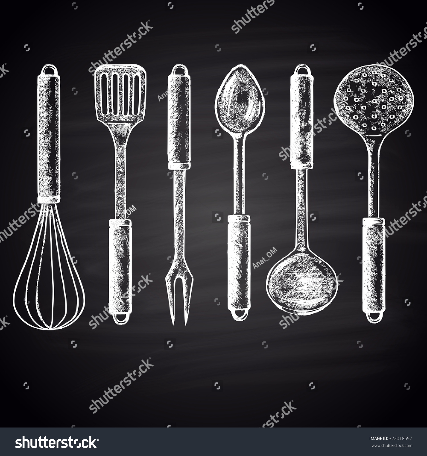 Chalk Drawn Set Different Types Kitchen Stock Vector Royalty Free 322018697