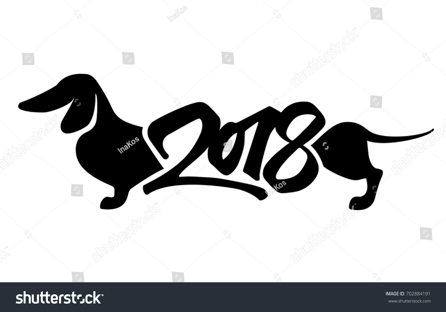 2018 Chinese New Year Dog Dachshund Stock Vector 702884191 