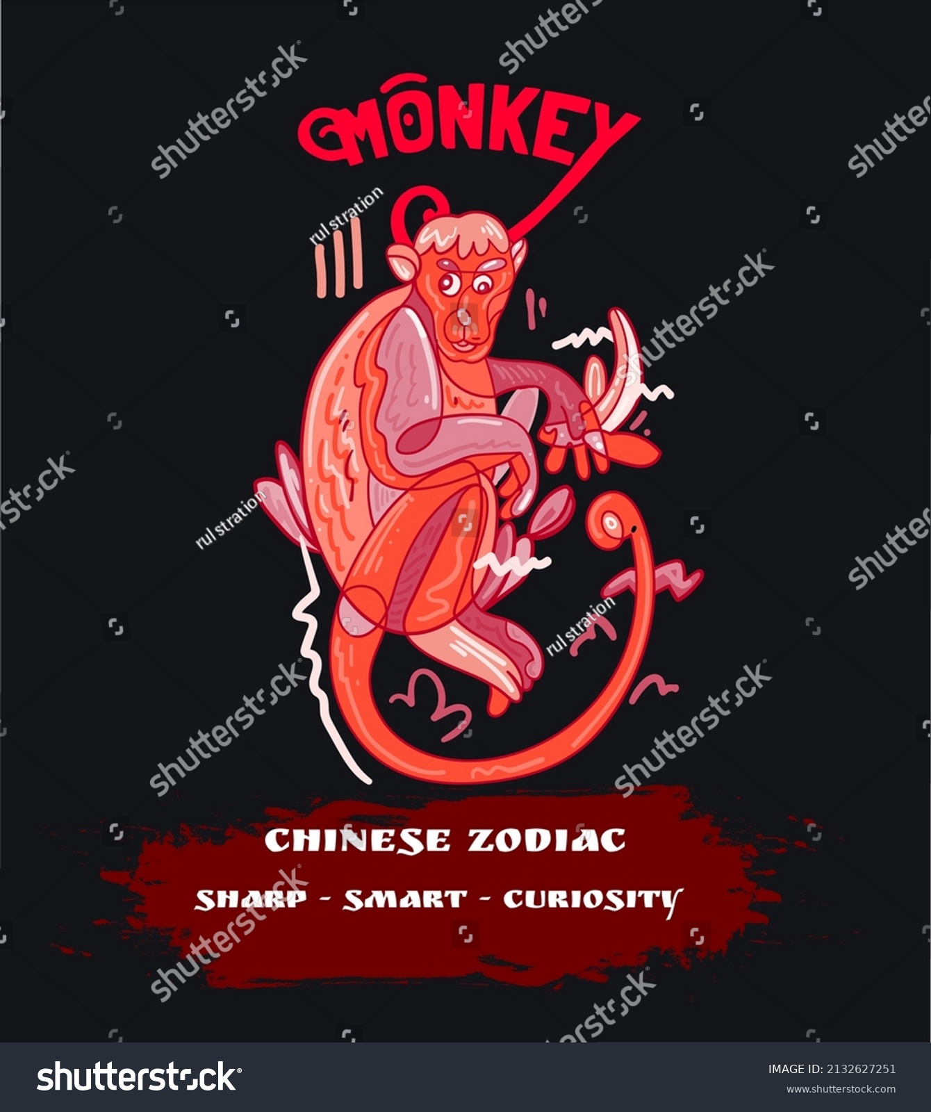 SVG of 
Chinese zodiac abstract red monkey is suitable for screen printing svg