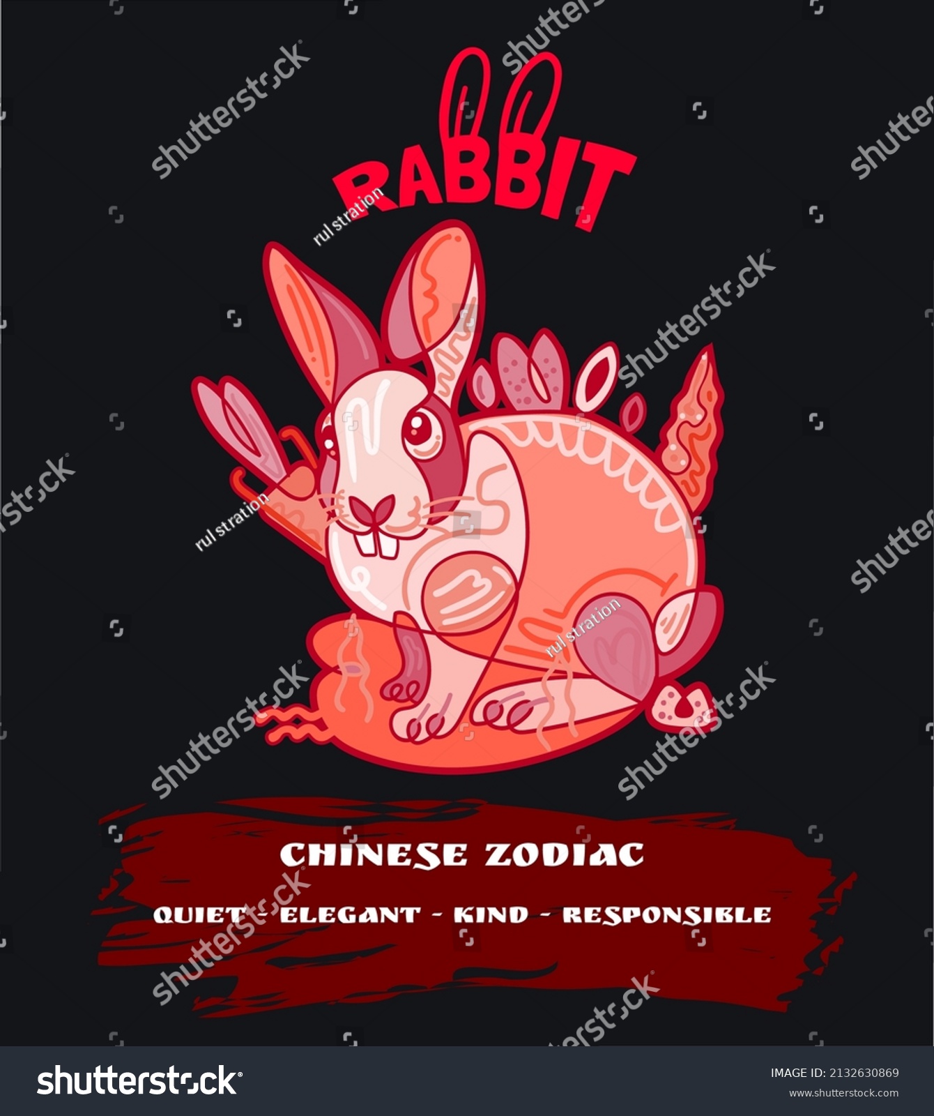 SVG of 
Chinese zodiac abstract red rabbit is suitable for screen printing svg