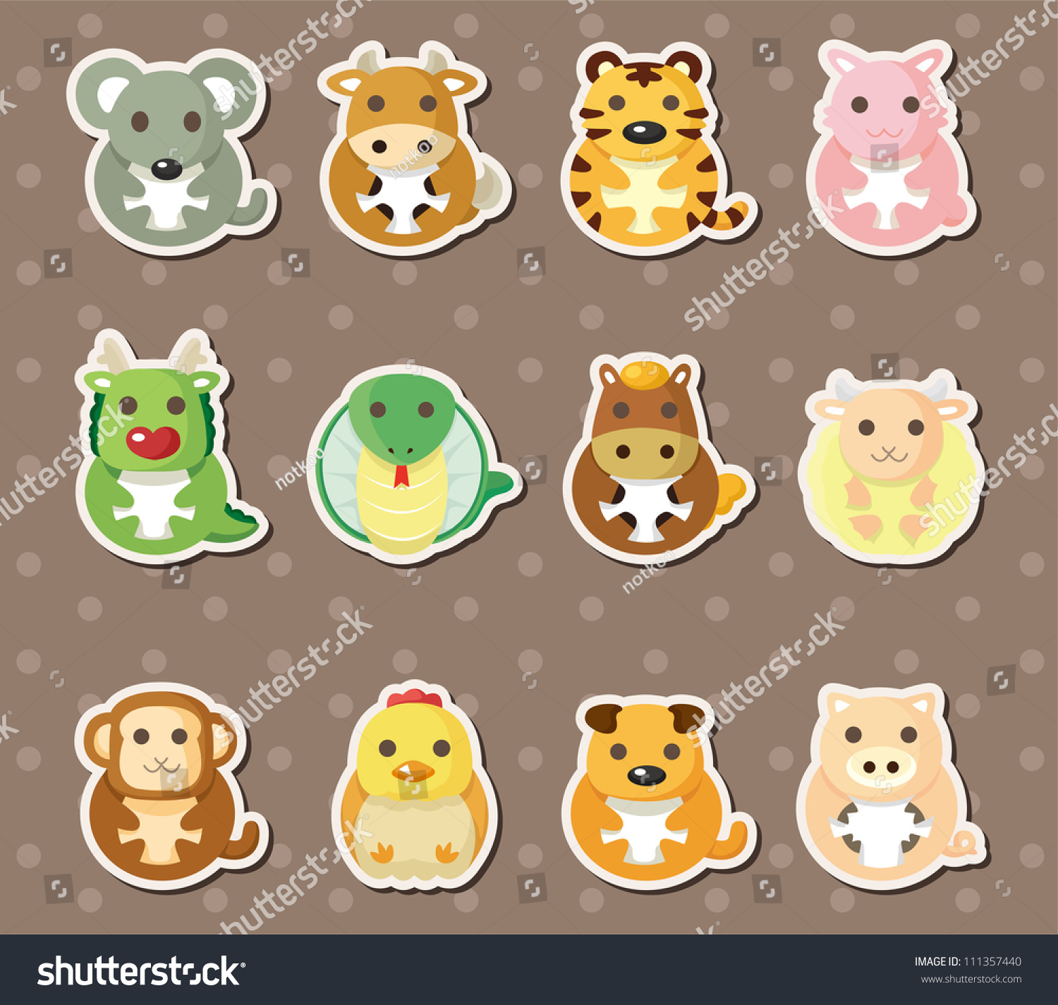 12 Chinese Zodiac Animal Stickers Stock Vector Royalty Free 111357440 12 Chinese Zodiac Animal Stickers Stock Vector Royalty Free 111357440