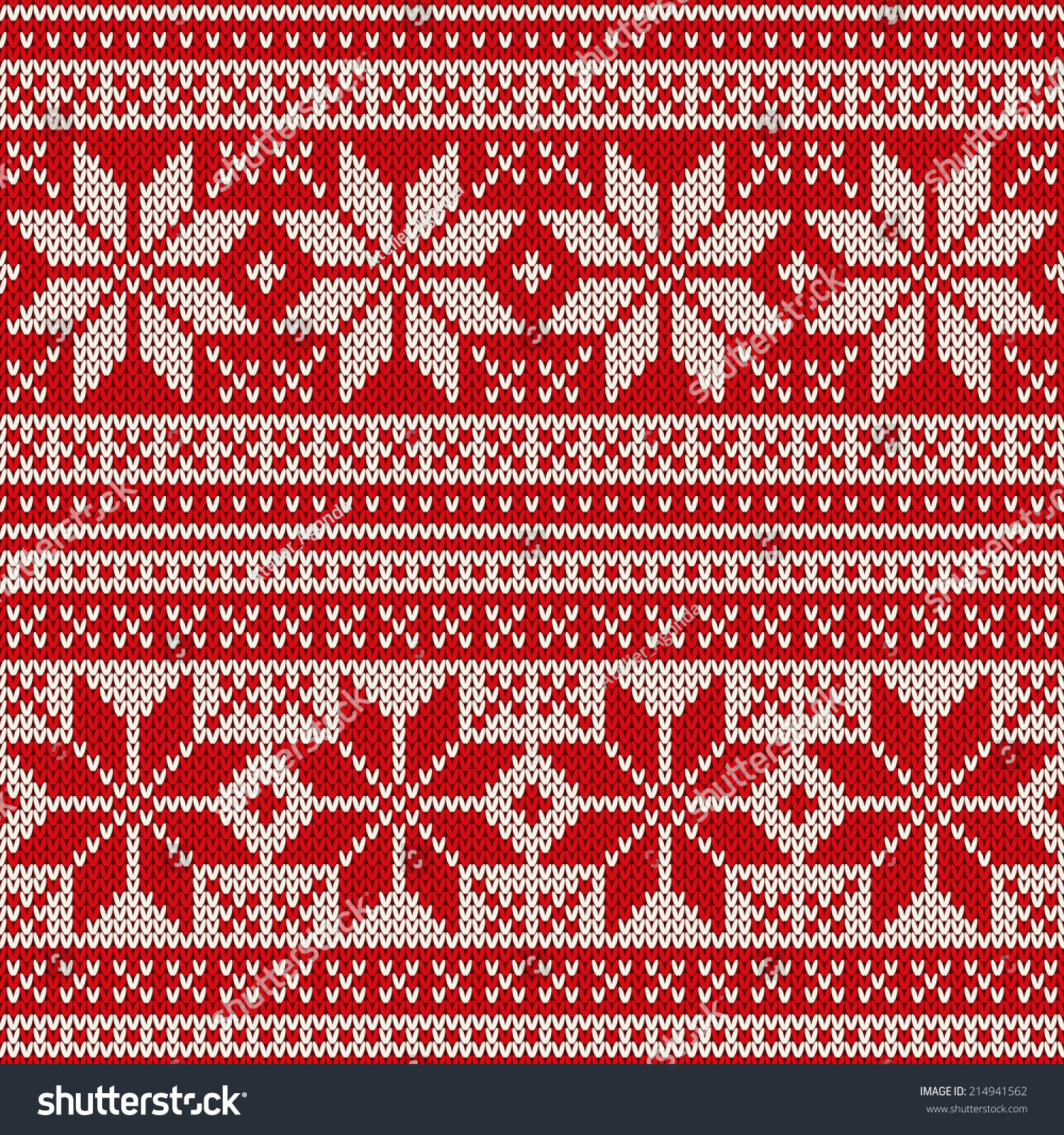 Christmas Seamless Pattern Ornament On The Wool Knitted Texture. Vector ...