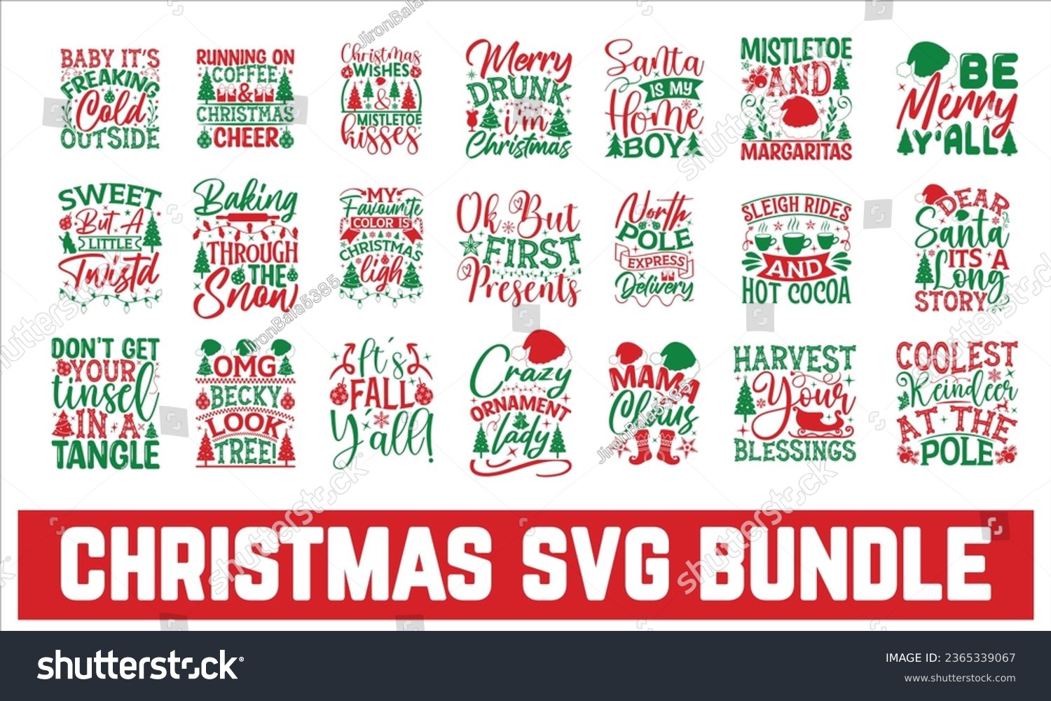 SVG of 
Christmas T-shirt Bundle, Isolated on white background,  typography t-shirt design, For stickers, Templet, mugs, etc. Vector EPS Editable Files. svg