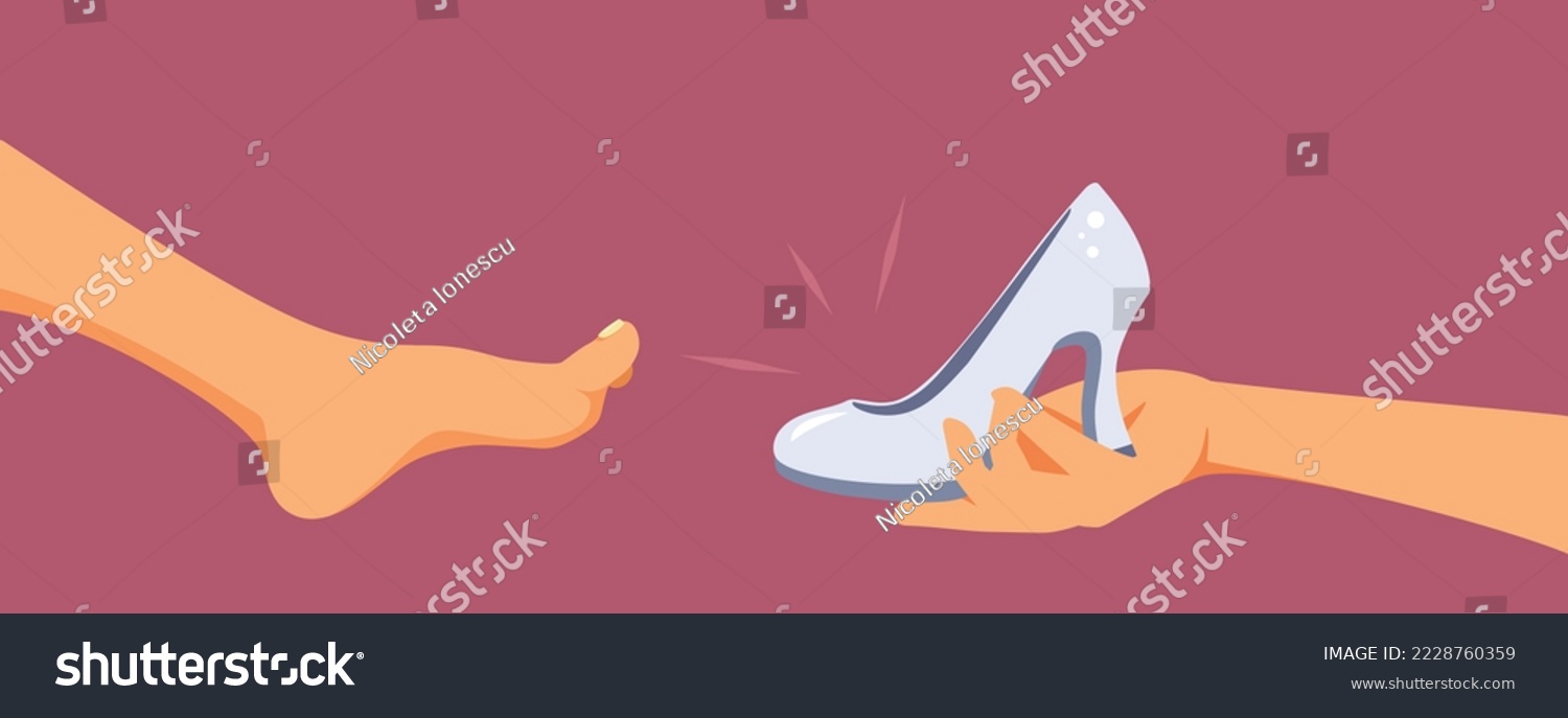 SVG of 
Cinderella Trying on a Shoe Vector Cartoon Illustration. Prince finding his true love after glass slipper try on 
 svg
