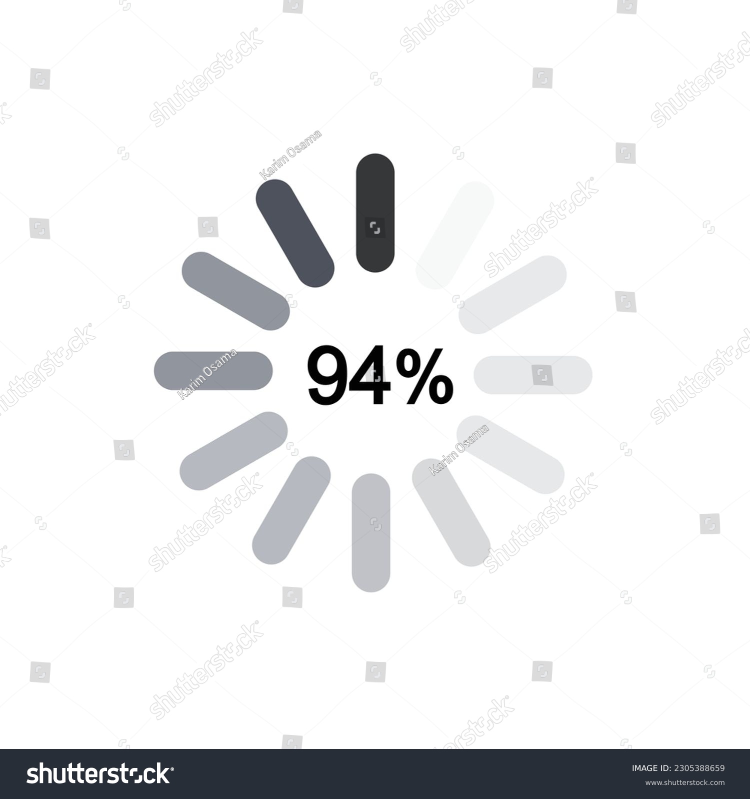 SVG of 94% Circle percent diagram. 94% Percentage pie chart. Progress infographic. Business info graphic design. Vector illustration. svg