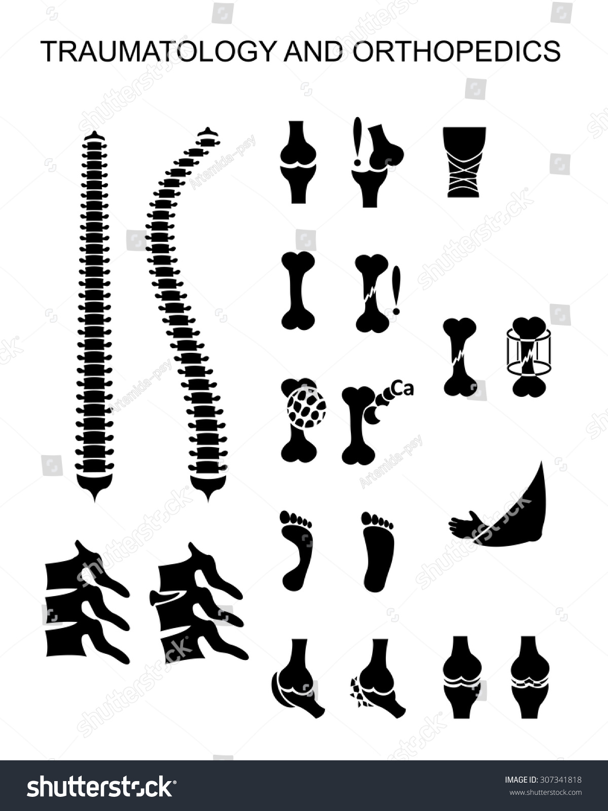 Clip Art Illustrations Traumatology Orthopedics Icons Stock Vector ...