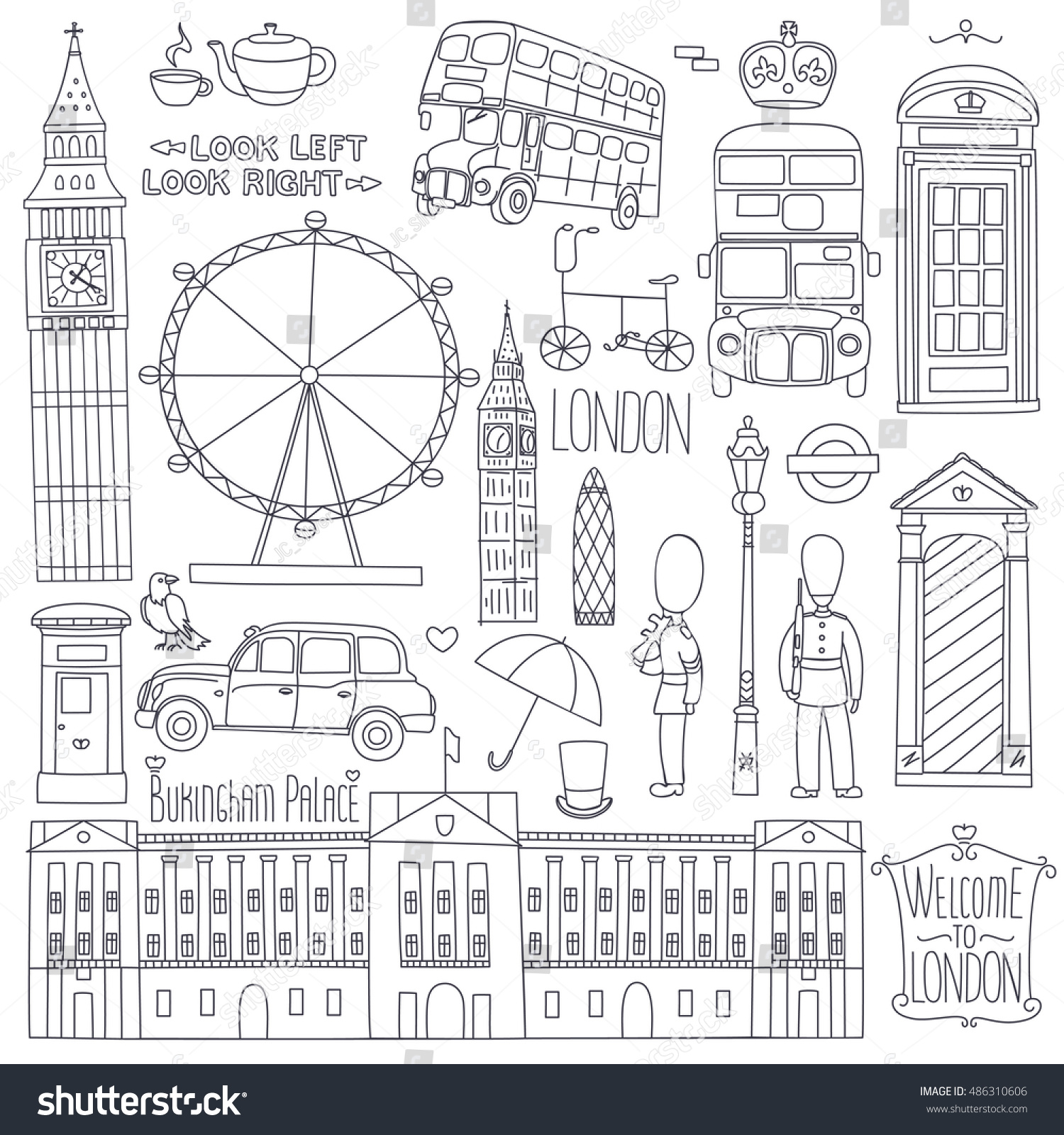 SVG of  Collection of London symbols.Set of outlined icons. svg