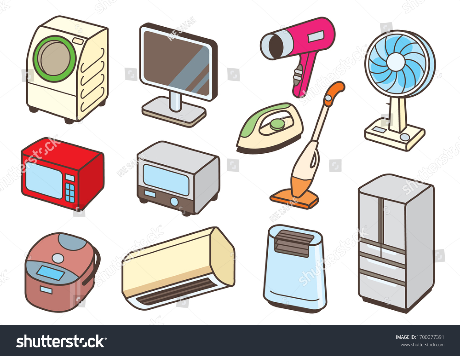 Collection Various Illustrations Home Appliances Stock Vector Royalty Free 1700277391 0308