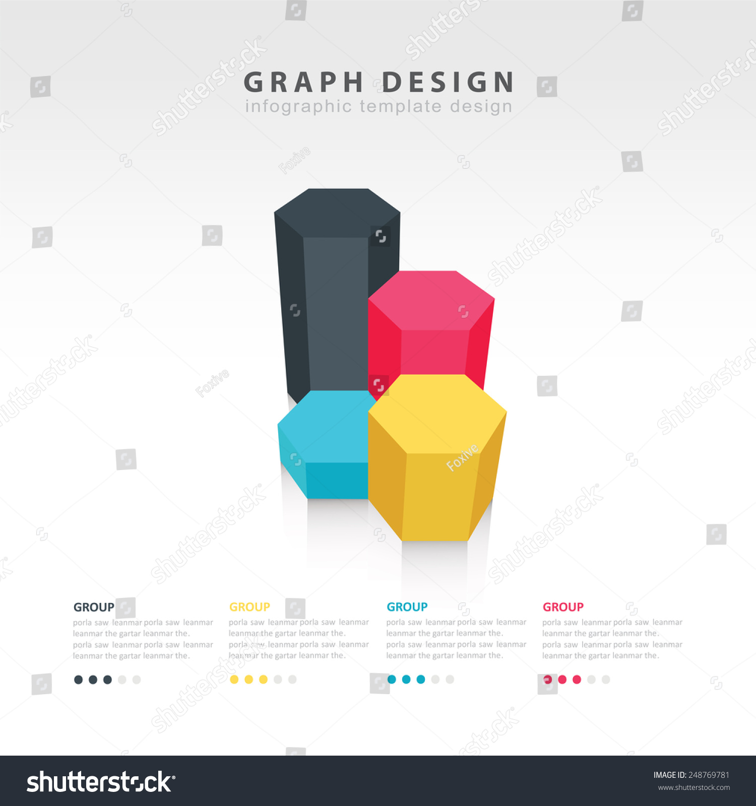 4 Color 3d Hexagon Chart Style Signssymbols Objects