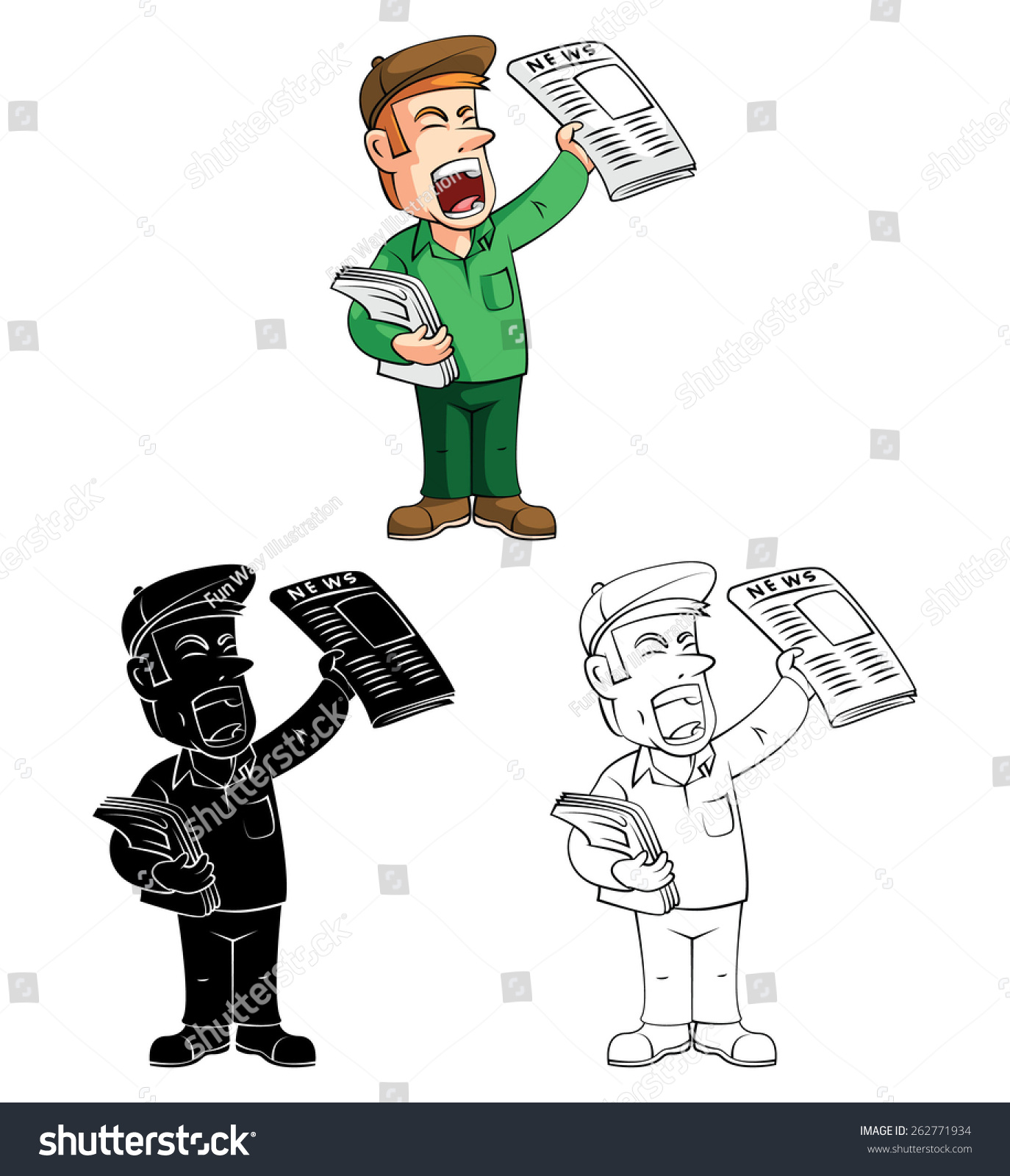 Coloring Book Paper Boy Cartoon Character Stock Vector (Royalty Free