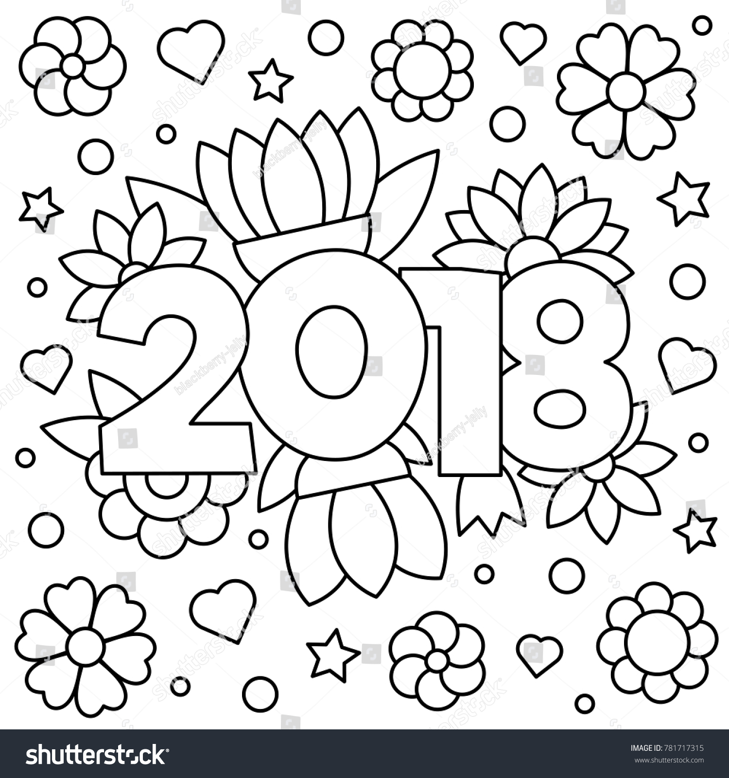 2018 Coloring Page Vector Illustration Stock Vector (Royalty Free