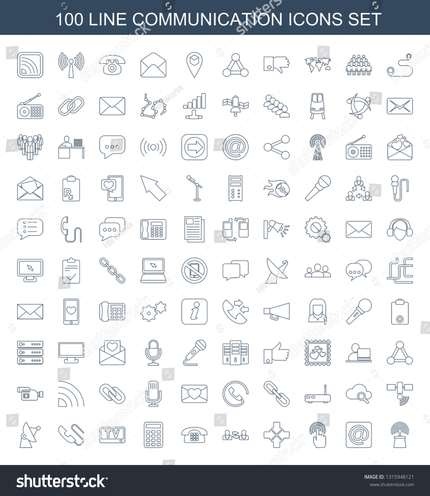 100 Communication Icons Trendy Communication Icons Stock Vector