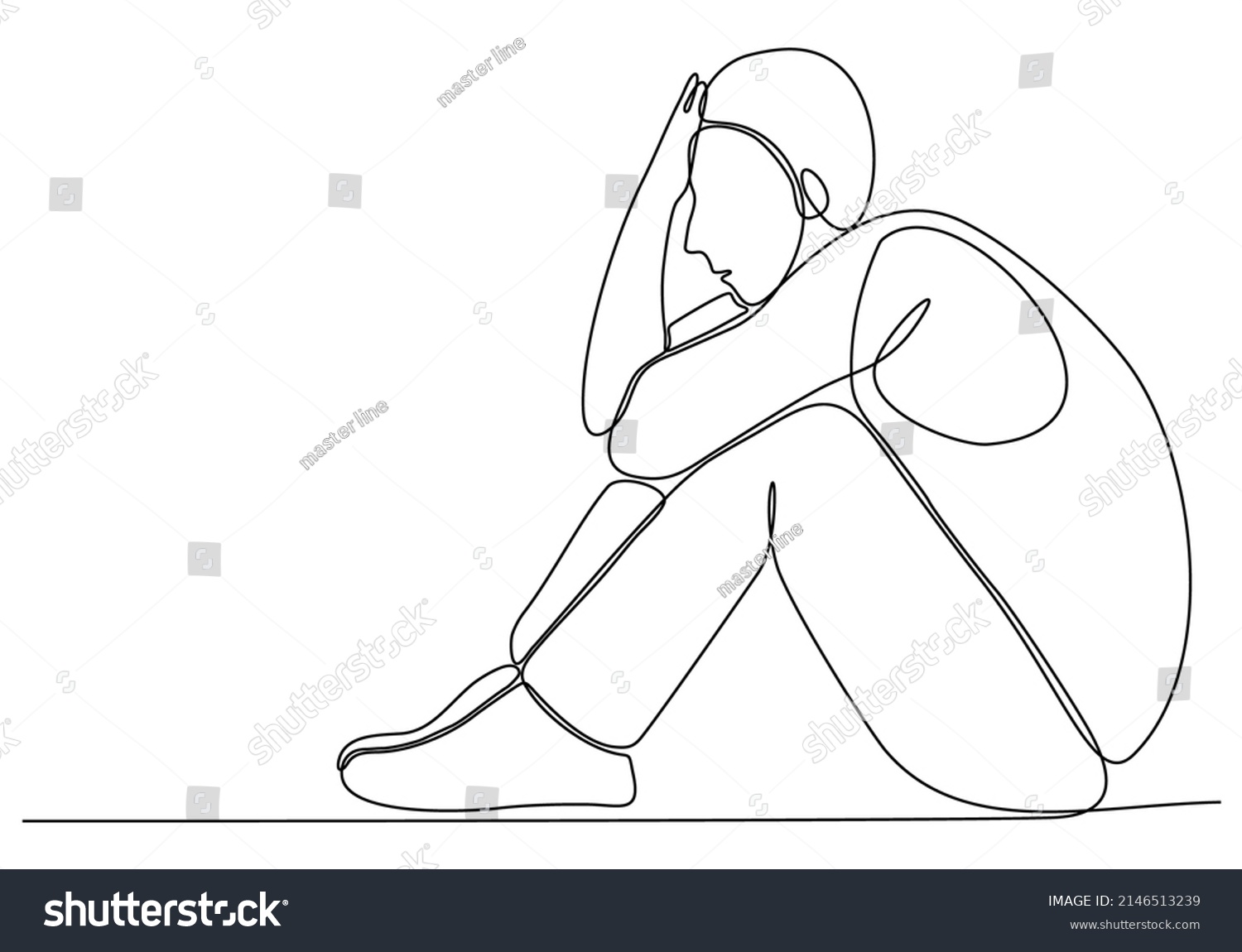 Continuous Line Drawing Young Man Feeling Stock Vector (Royalty Free ...