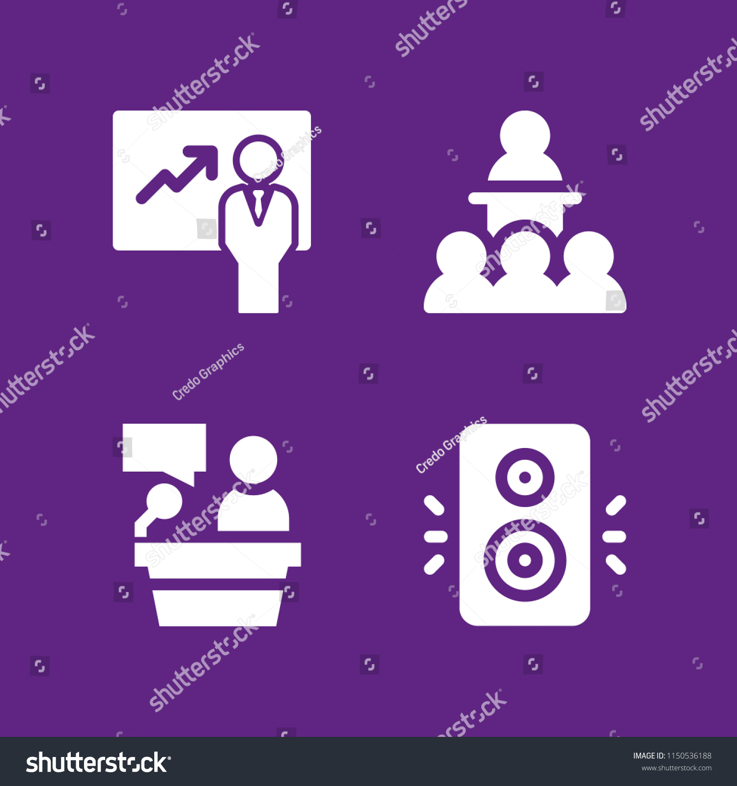 4 Convention Icons Vector Set Lectern Stock Vector (Royalty Free ...