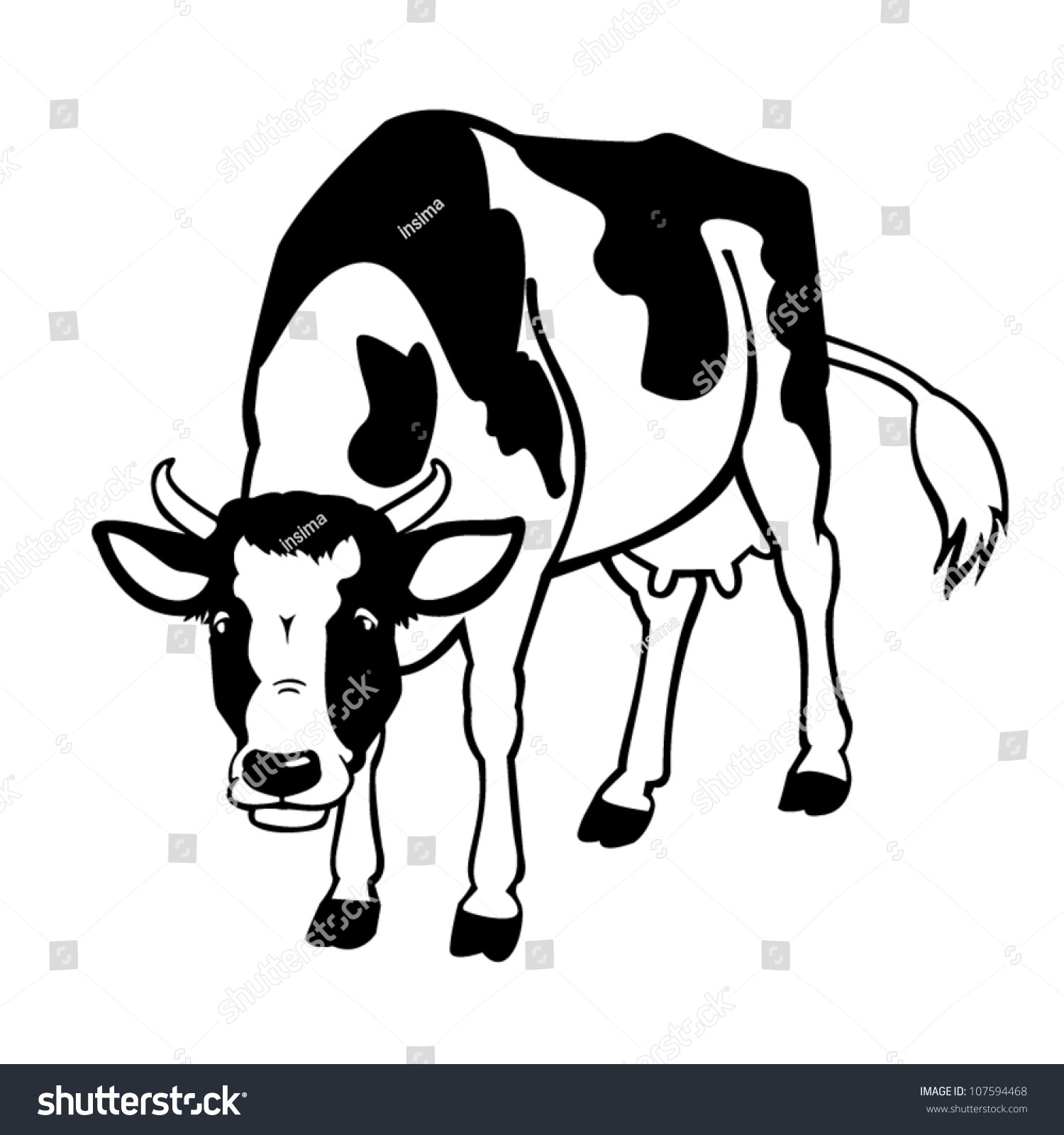 Cow Black White Vector Picture Isolated Stock Vector (Royalty Free