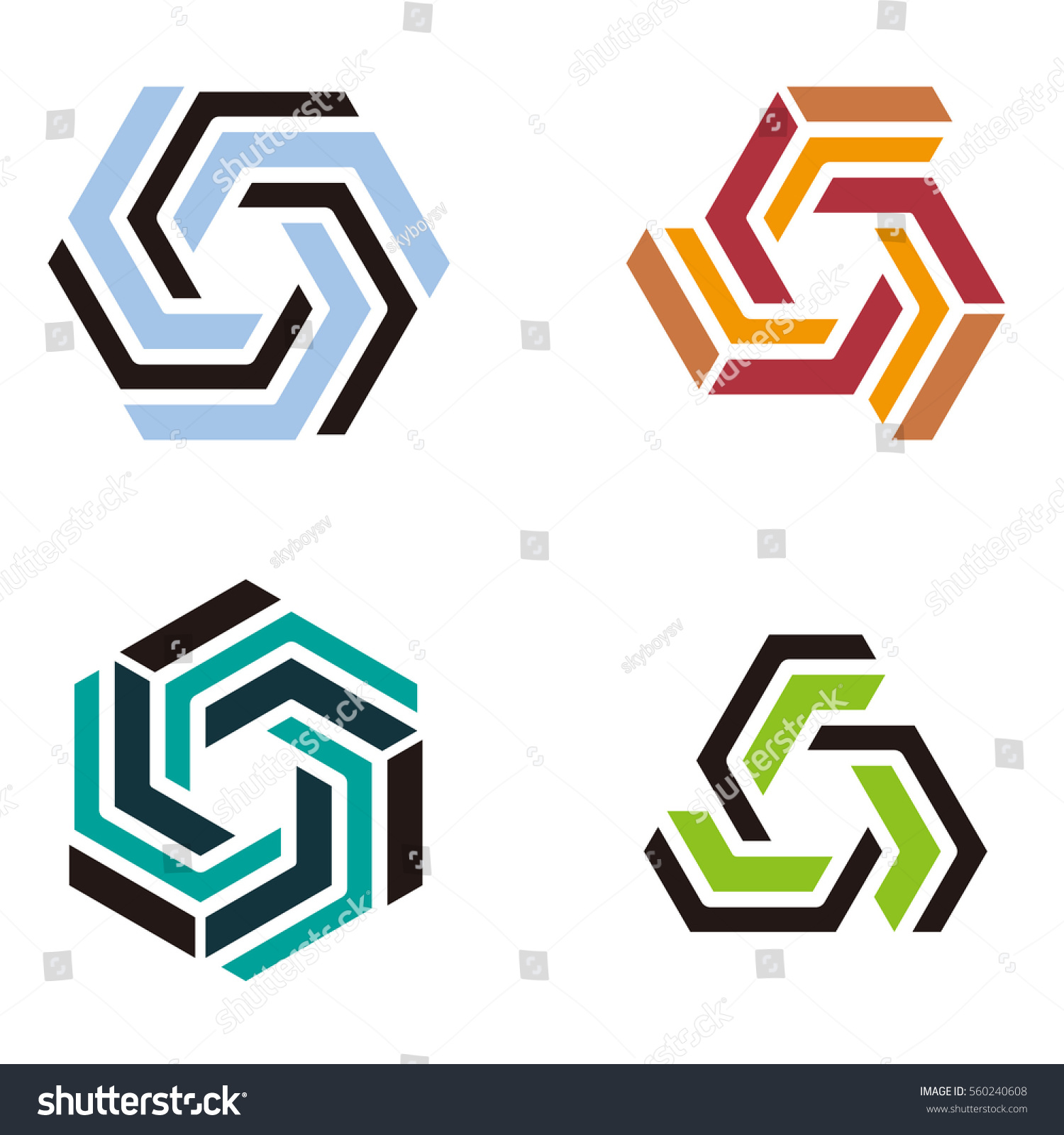 Cubical Abstract Icon Hexagon Logo Pattern Stock Vector (Royalty Free ...