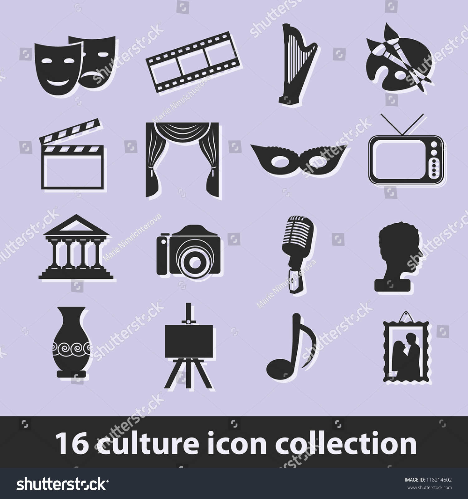 16 Culture Icon Collection Stock Vector Illustration 118214602 ...