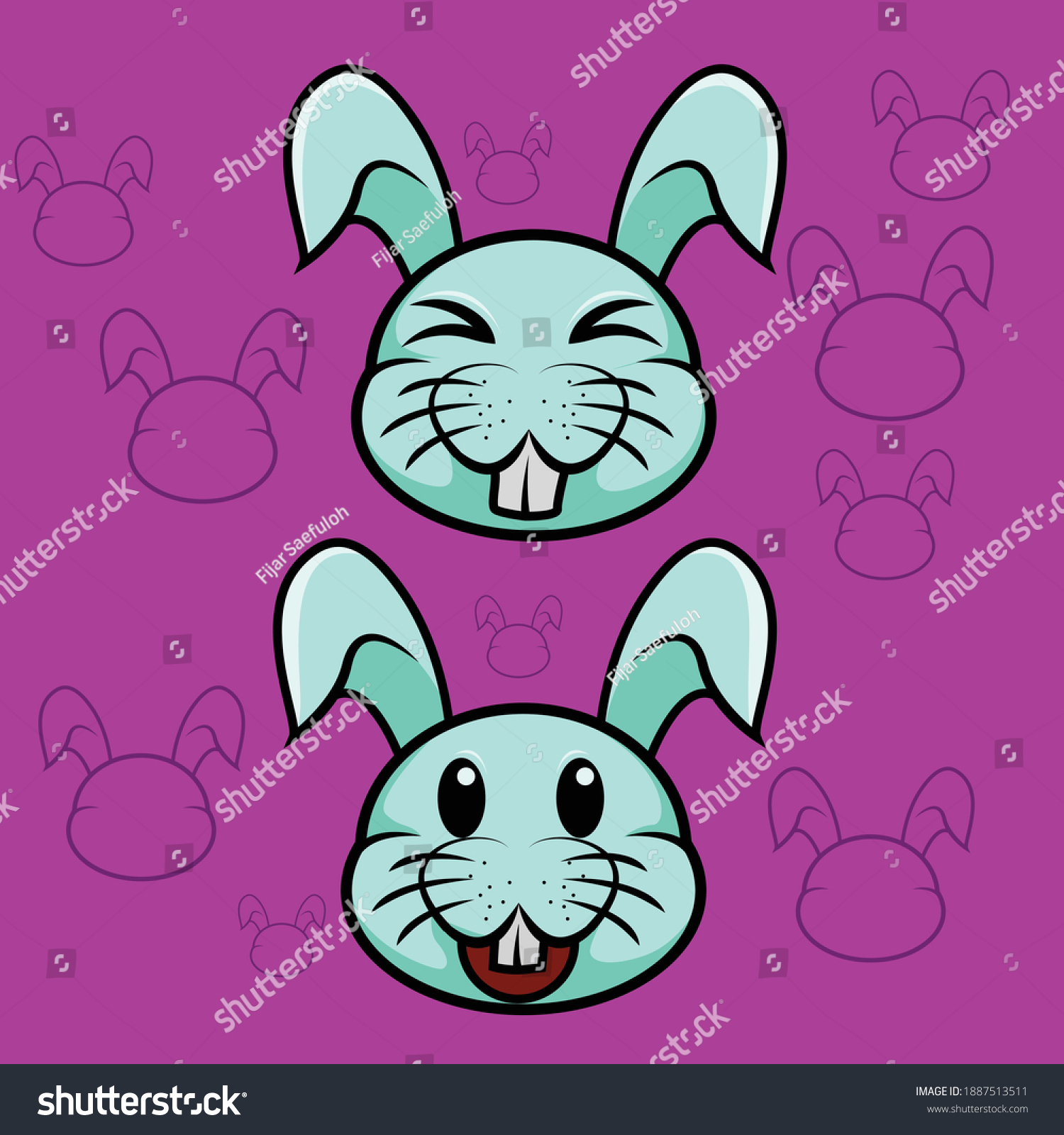 Cute Bunny Head Icon Vector Template Stock Vector Royalty Free 1887513511 Shutterstock 