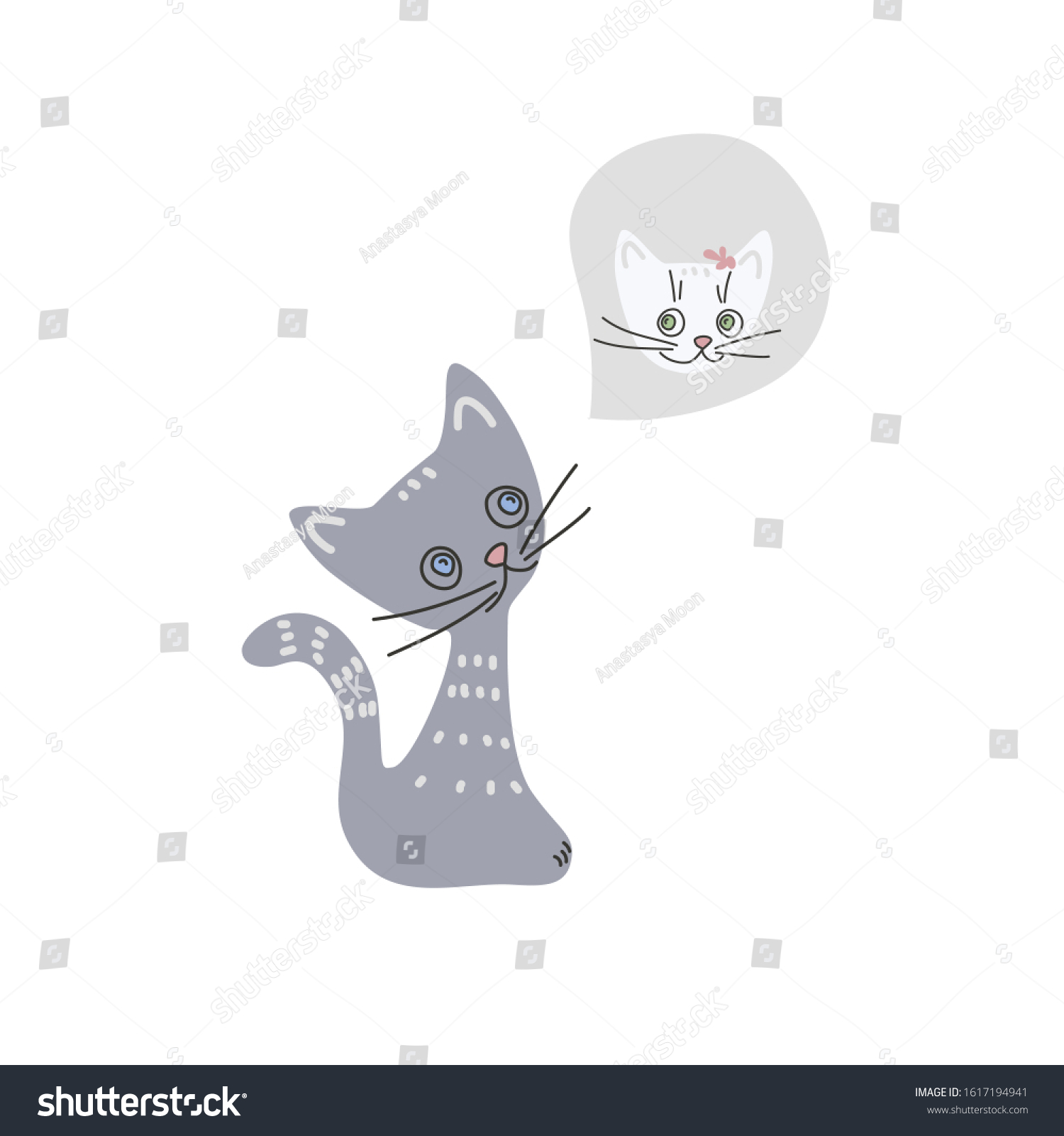 Cute Cartoon Cat Love Boy Kitten Stock Vector Royalty Free