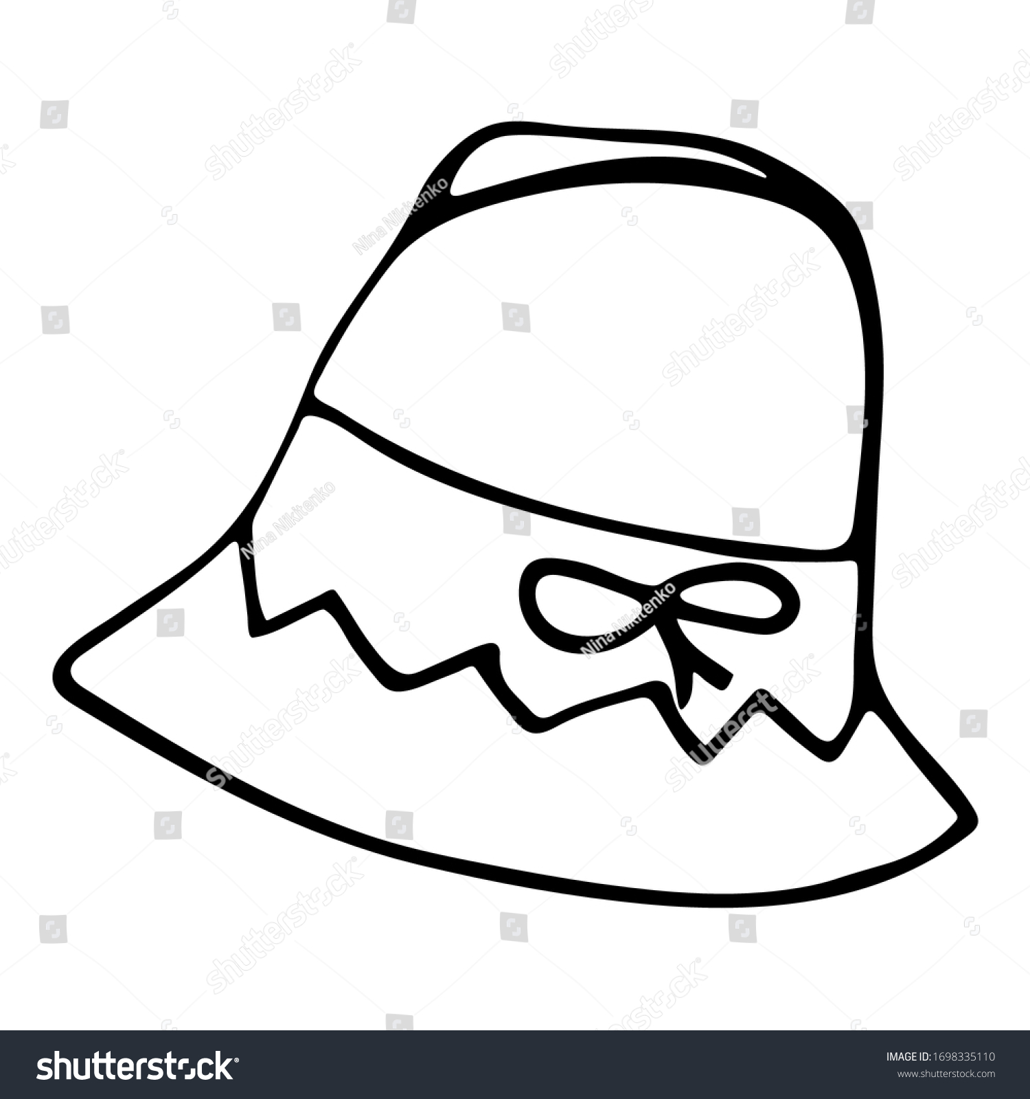 Cute Doodle Fenale Hat Vector Outline Stock Vector (Royalty Free ...