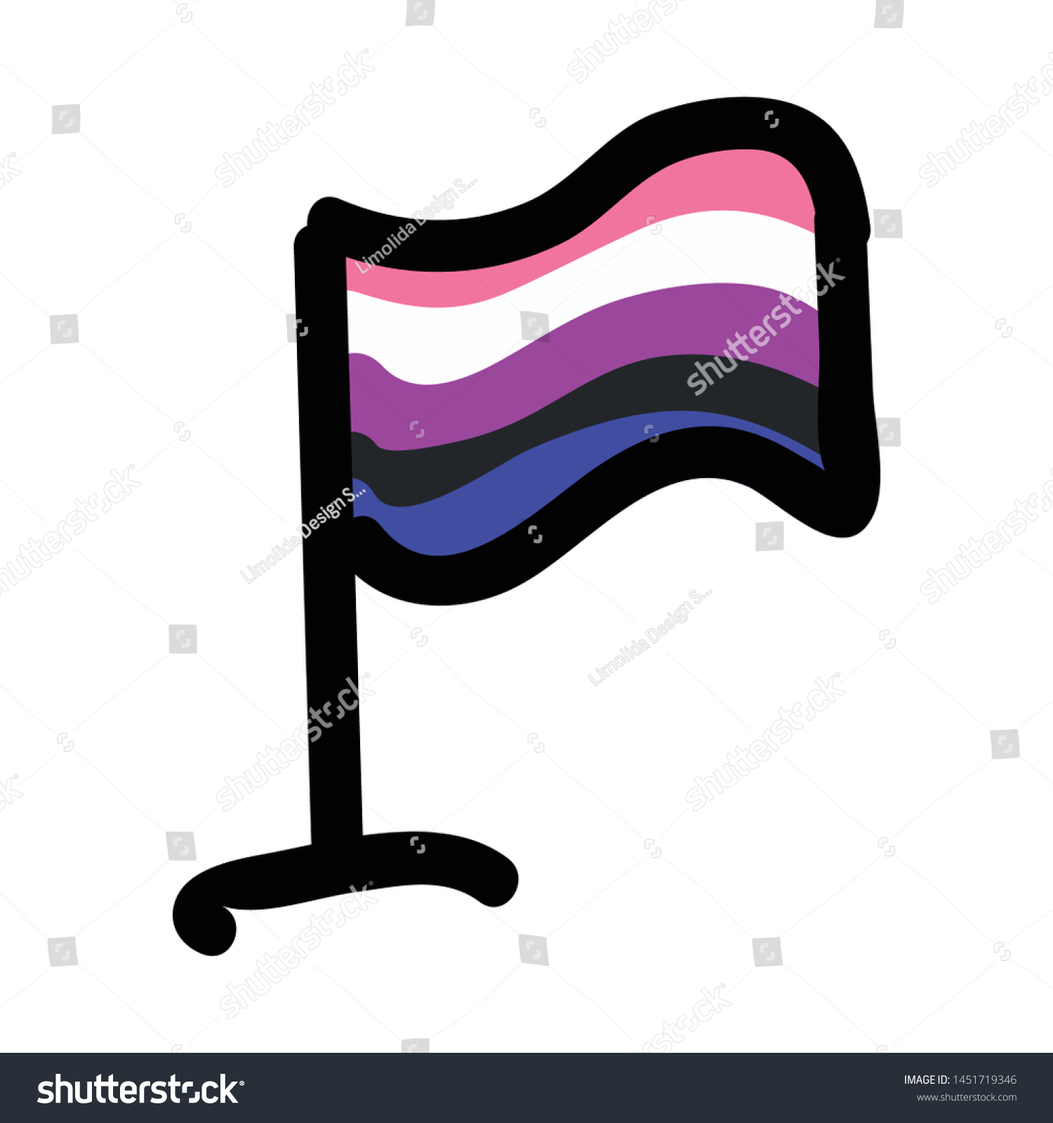 Cute Gender Fluid Flag Cartoon Vector Stock Vector (Royalty Free ...