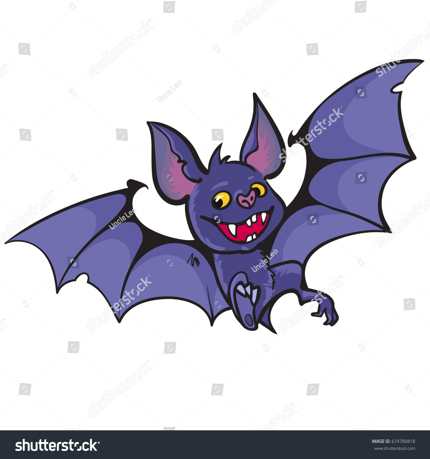 Cute Happy Vampire Bat Cartoon Style Stock Vector 674780818 - Shutterstock