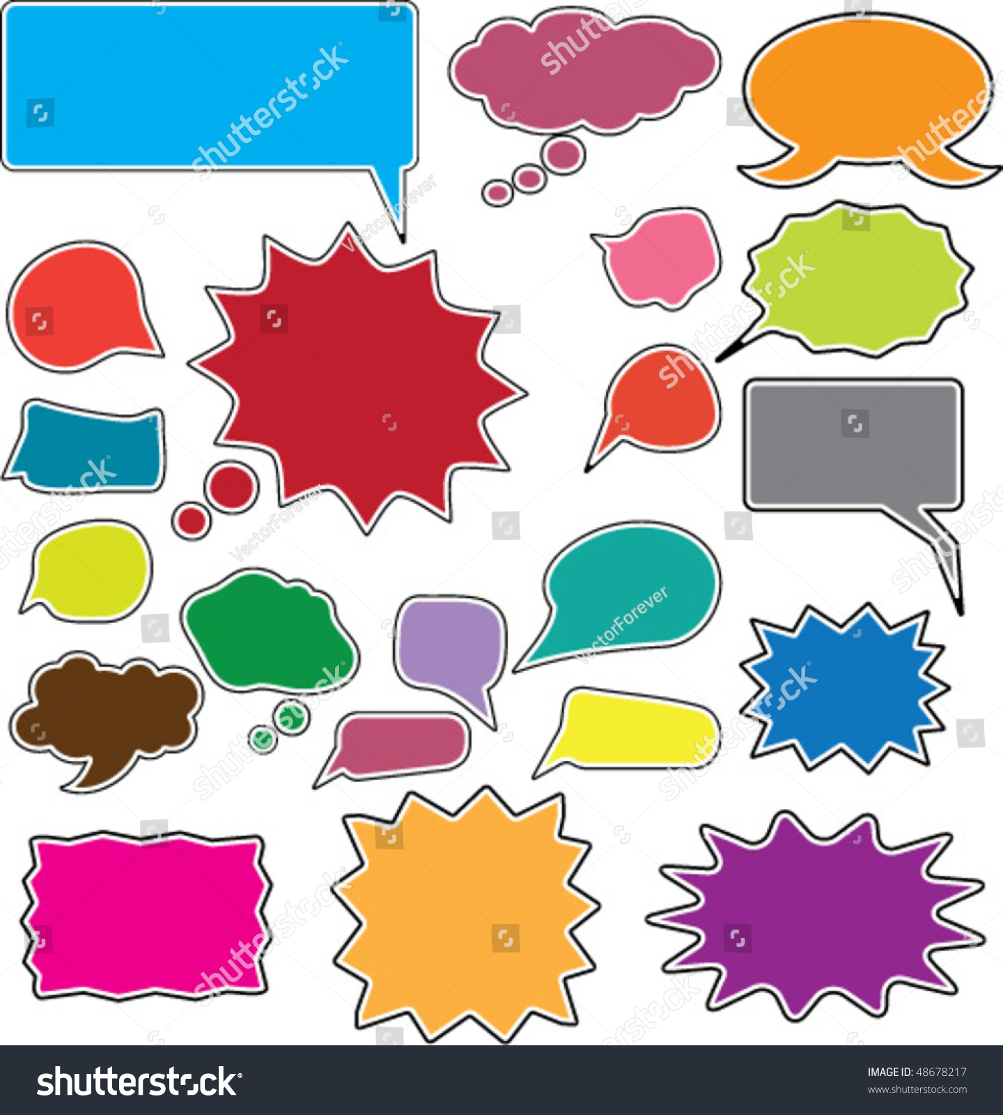 20 Cute Idea & Speech Color Bubbles. Vector - 48678217 : Shutterstock