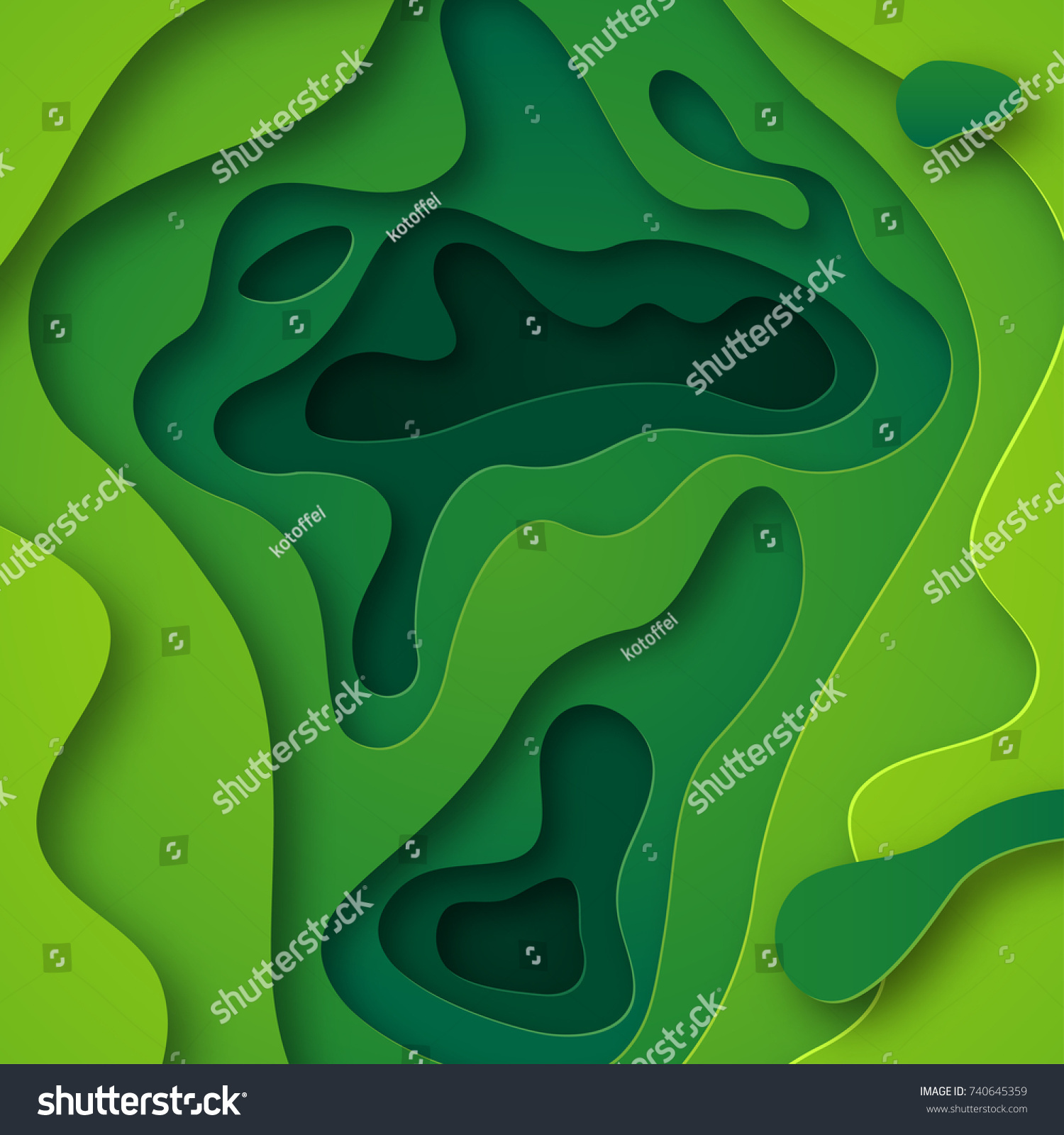 3d Abstract Background Green Paper Cut Stock Vector (Royalty Free ...
