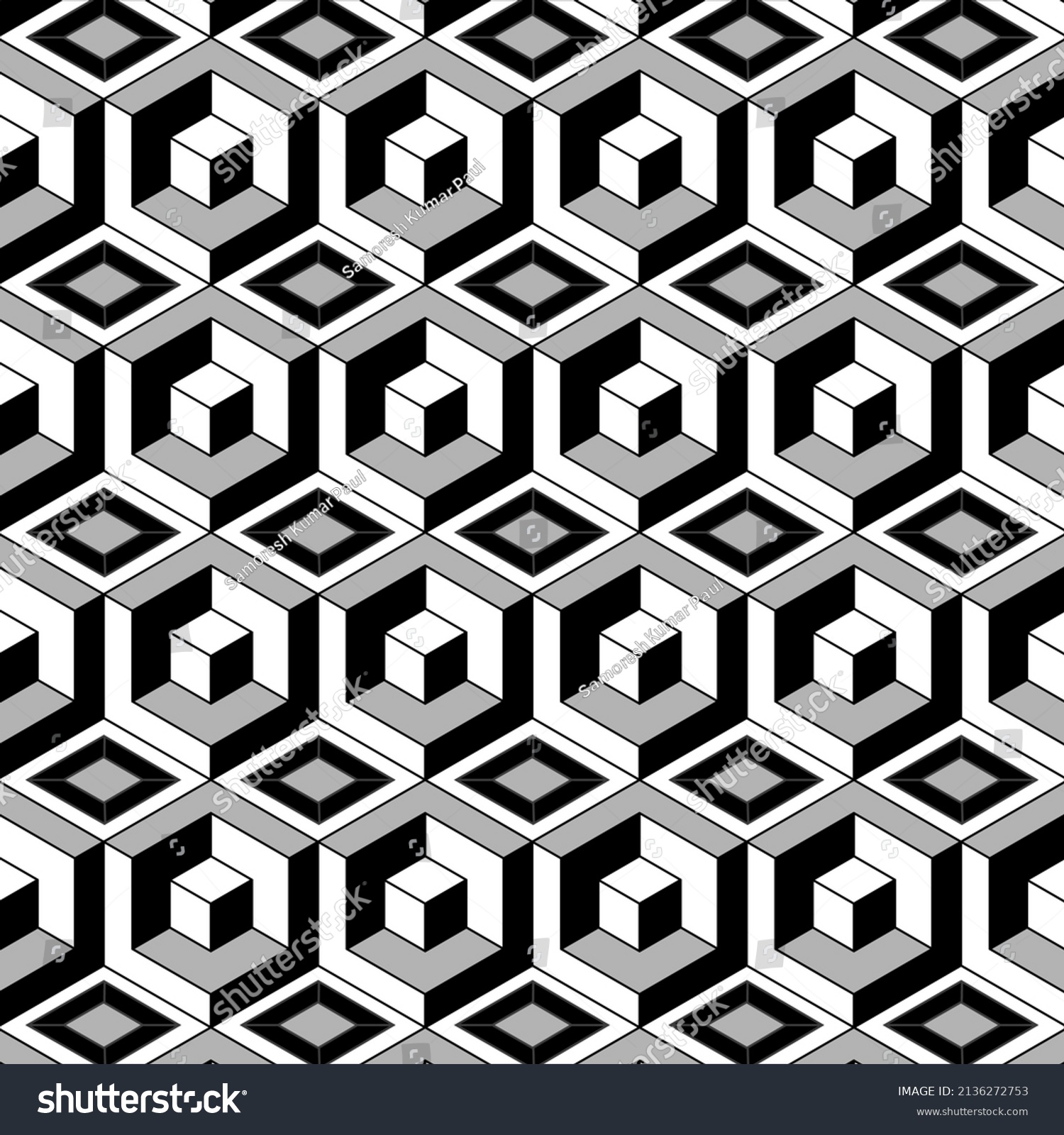 3d Abstract Geometric Cubes Black White Stock Vector (Royalty Free ...