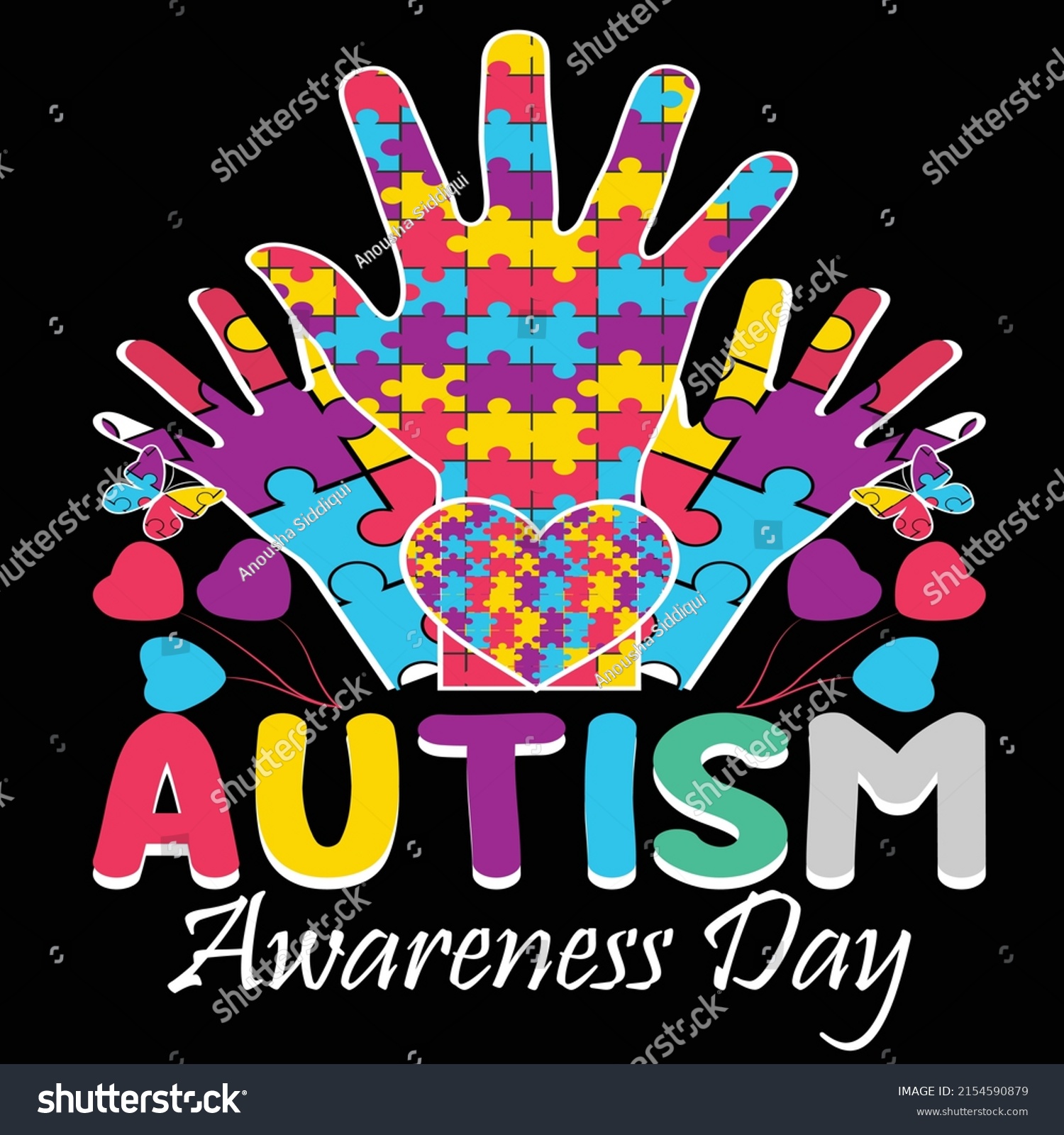 SVG of 3D Autism Graphic Tshirt Design, Autism Awareness Day SVG, Autism awareness t-shirts design, Autism Vector Illustrator svg