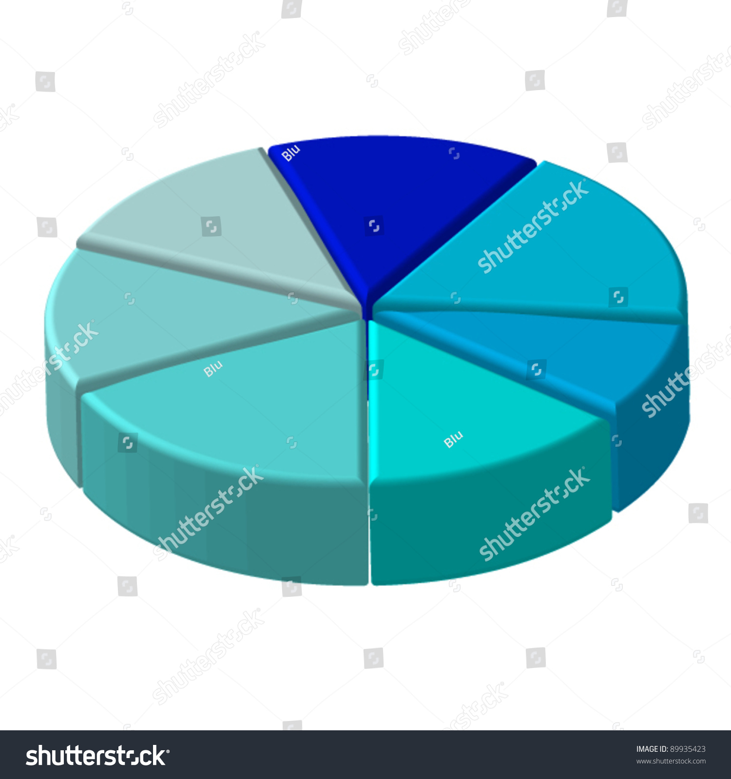 3d Blue Circle Seven Pieces Chart Stock Vector Illustration 89935423 ...