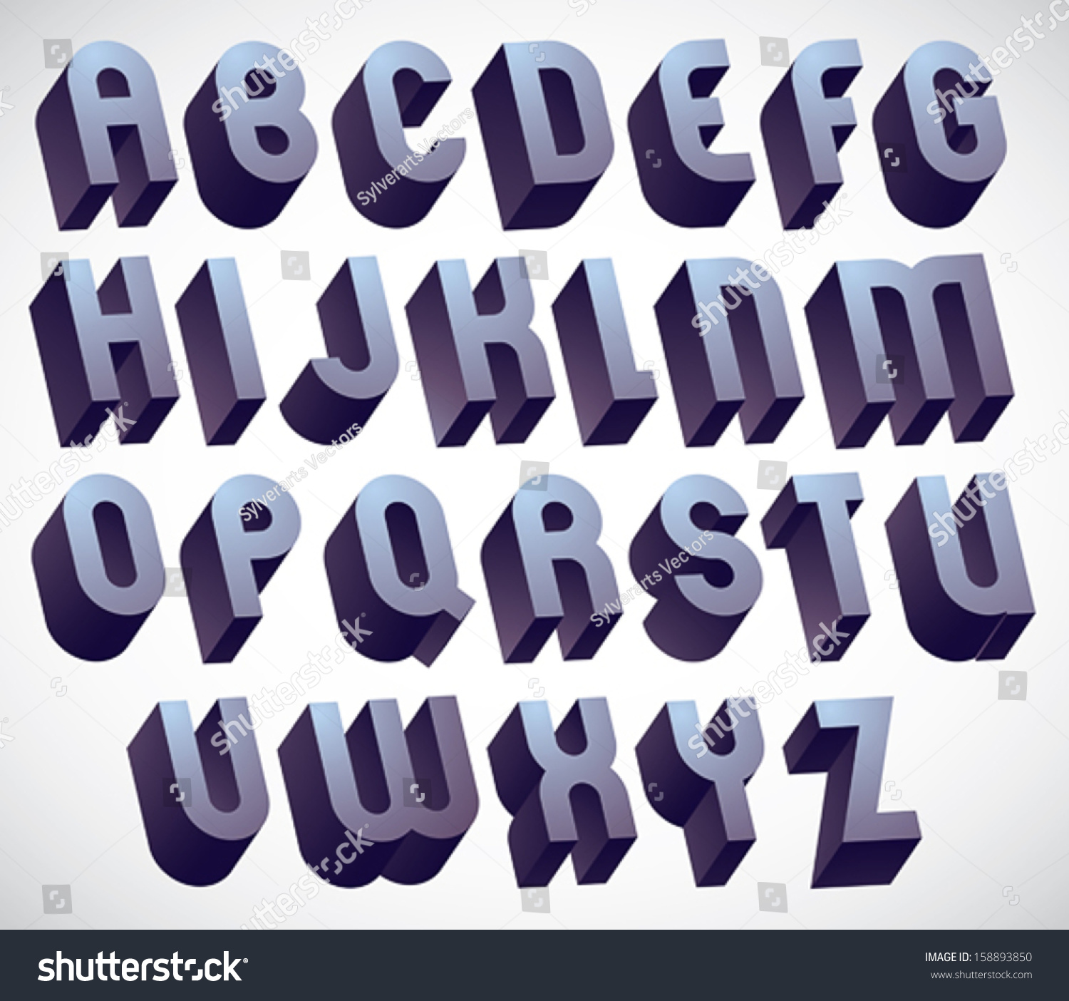 3 d bold big font monochrome dimensional stock vector royalty free big bold letters