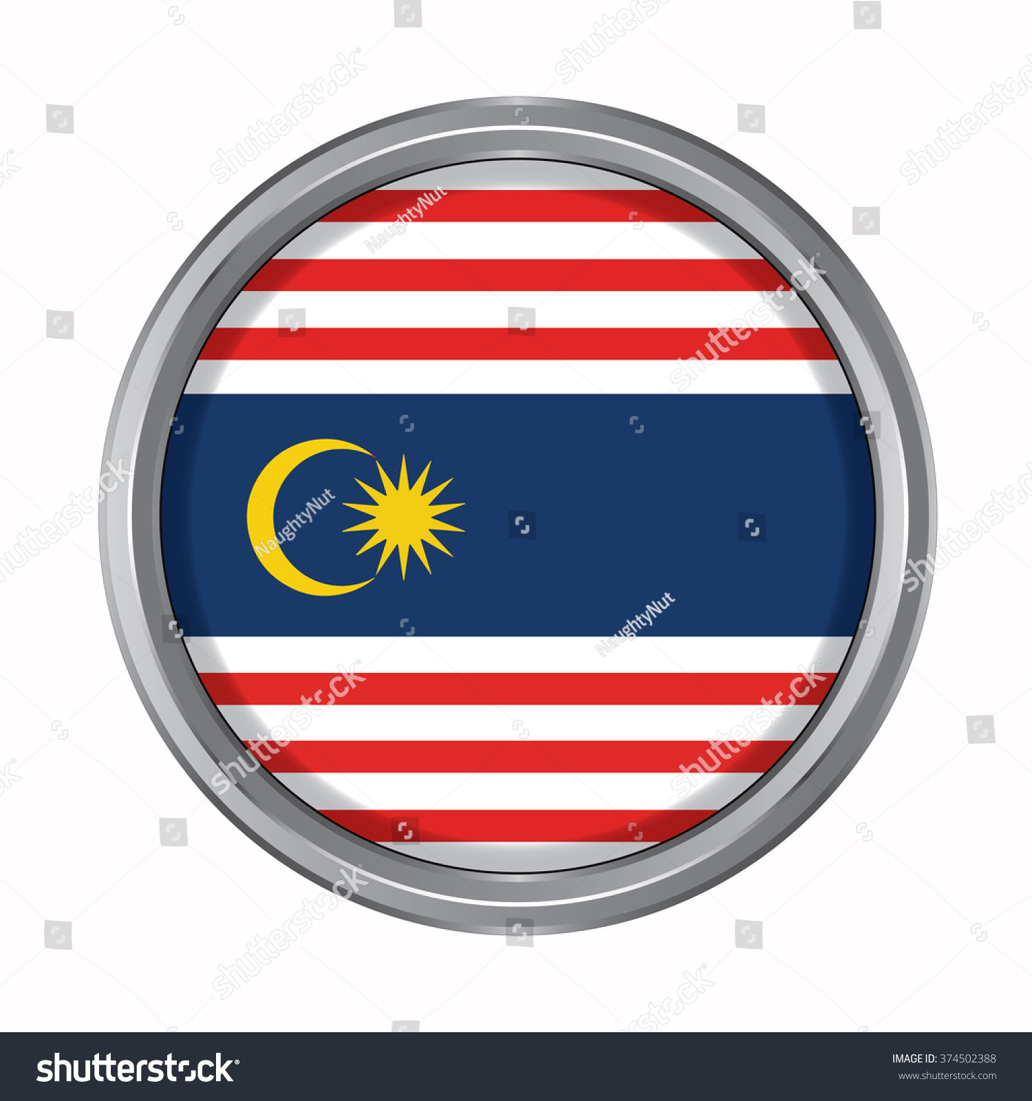 3d Button Flag Kuala Lumpur State Stock Vector Royalty Free 374502388